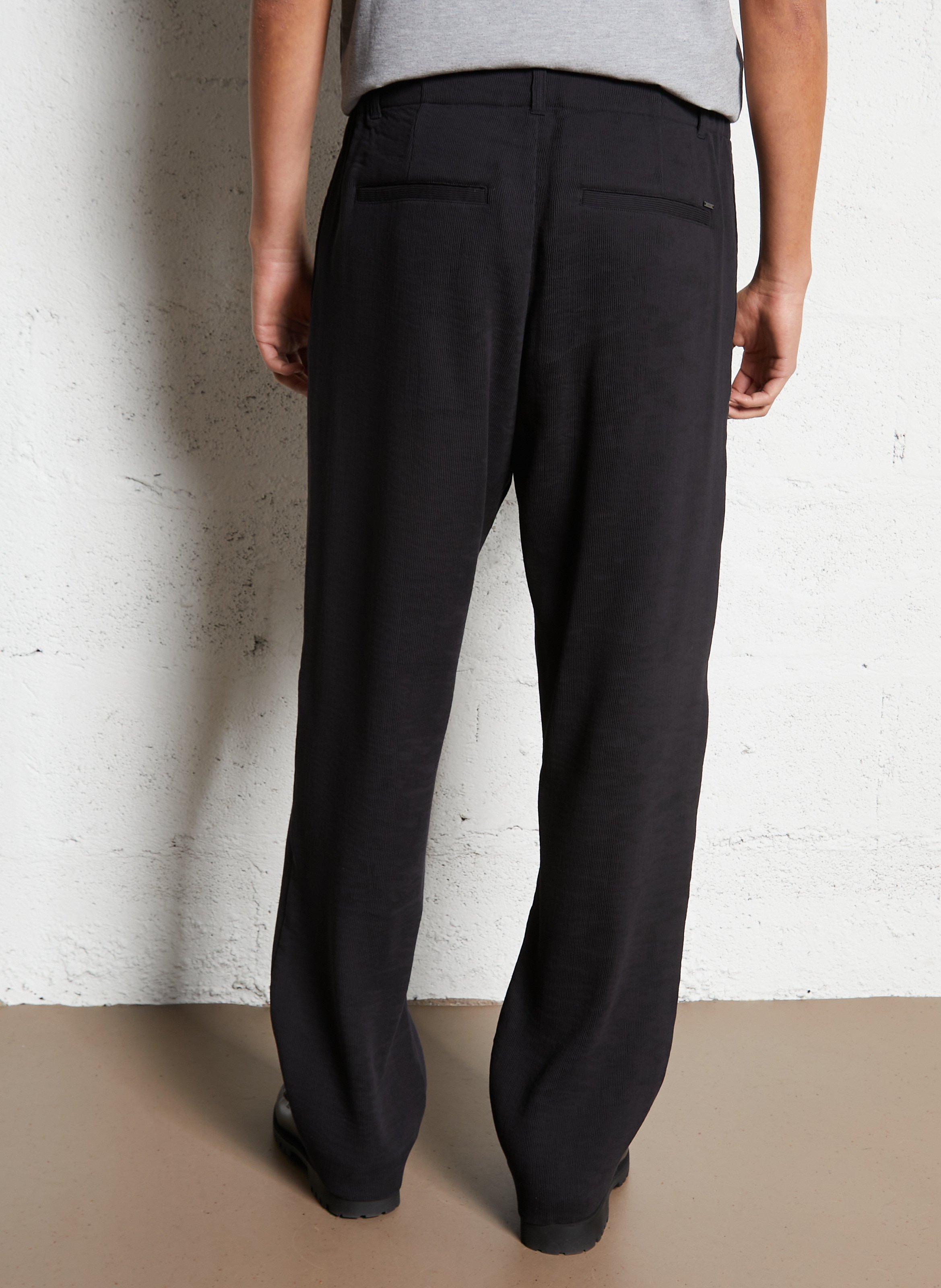 Pantalon droit côtelé IKKS Noir