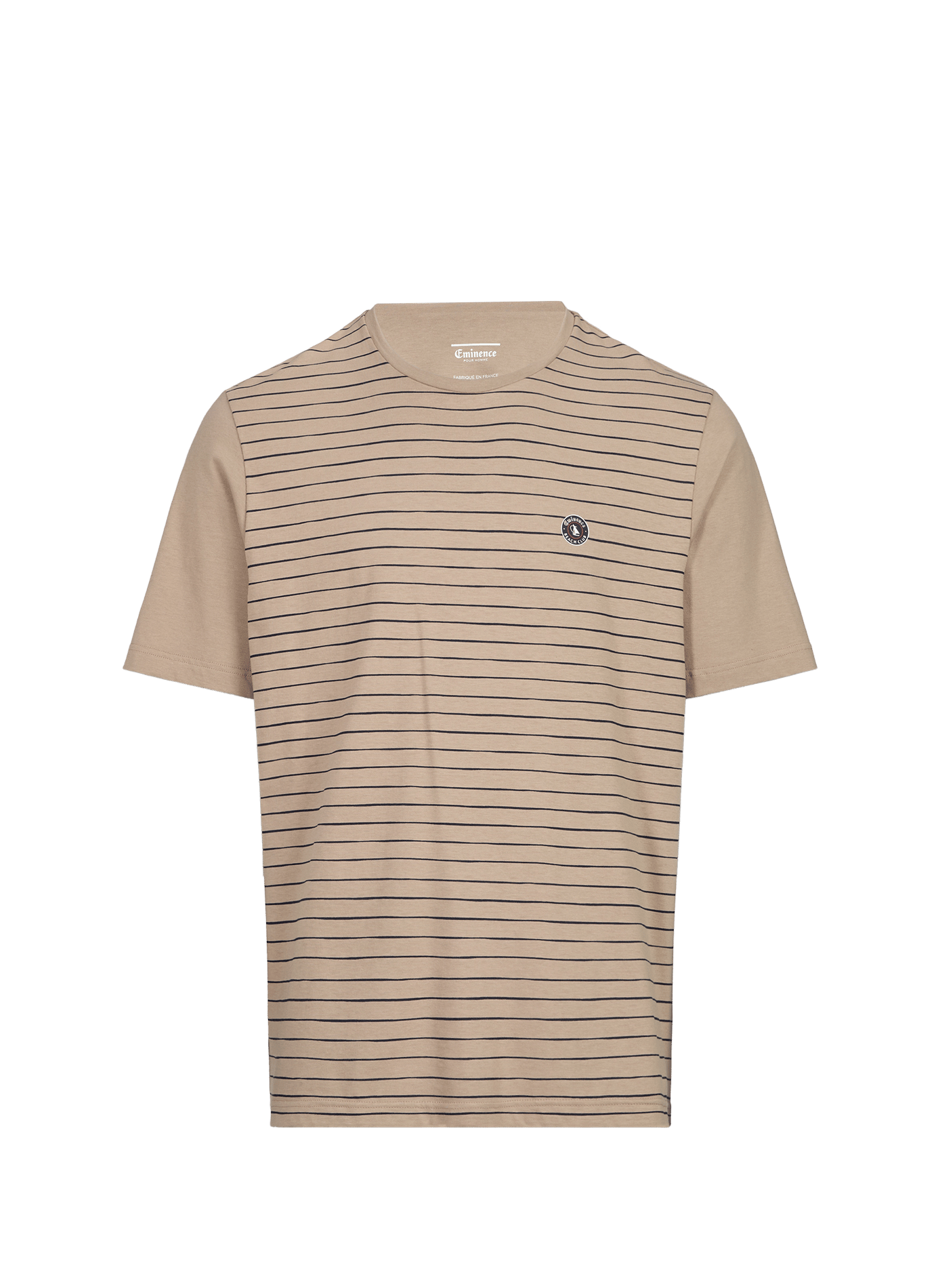Ensemble de pyjama court à haut rayé en coton EMINENCE Beige