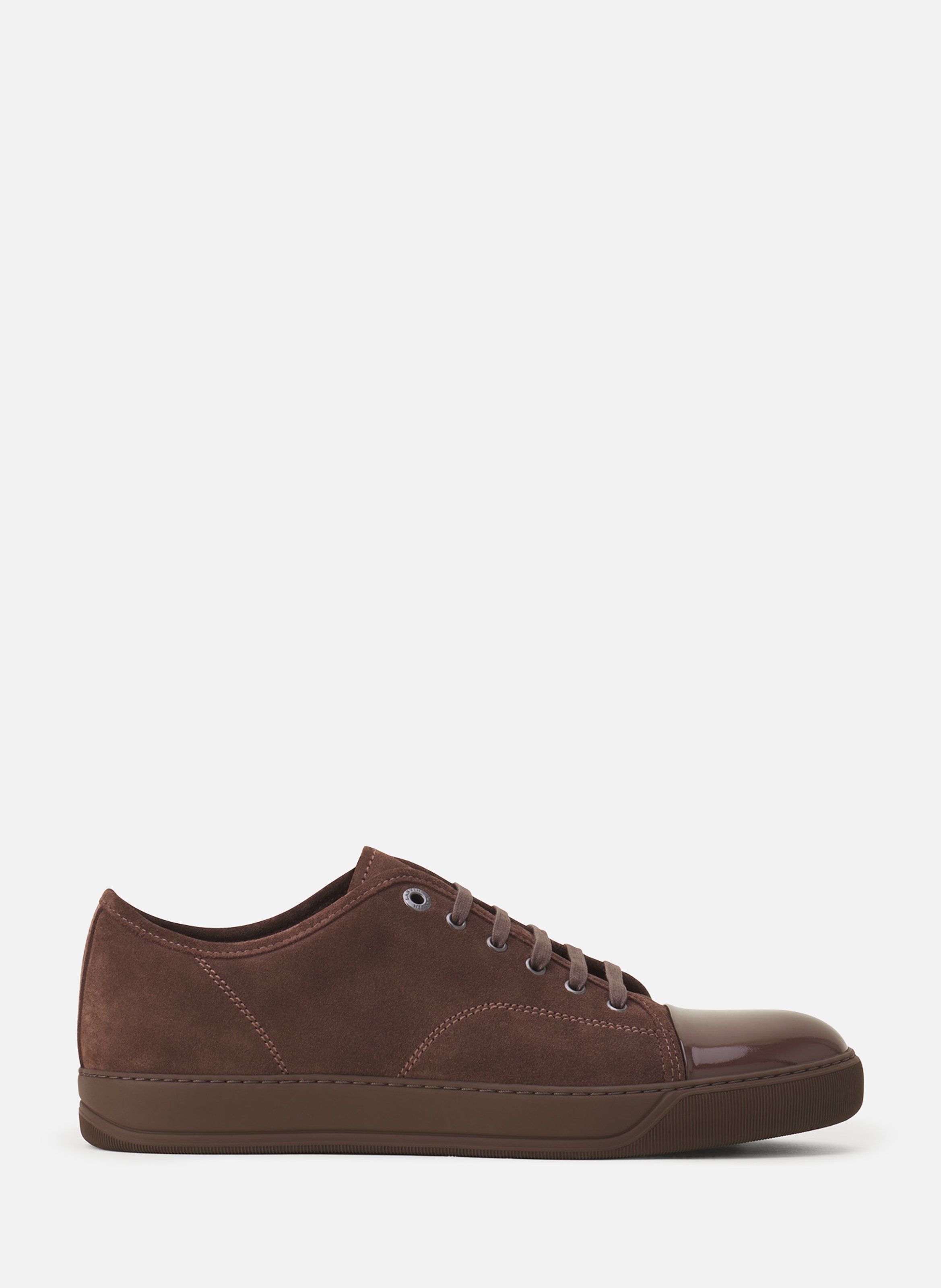 Sneakers dbb1 en suede et cuir vernis LANVIN Marron