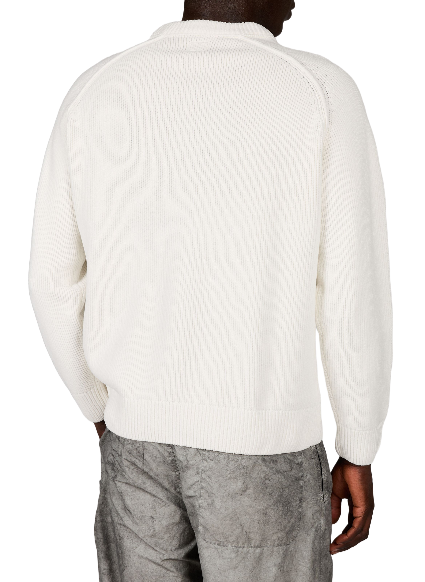 Gerippter Pullover mit charakteristischem Baumwolllogo CP COMPANY Weiss