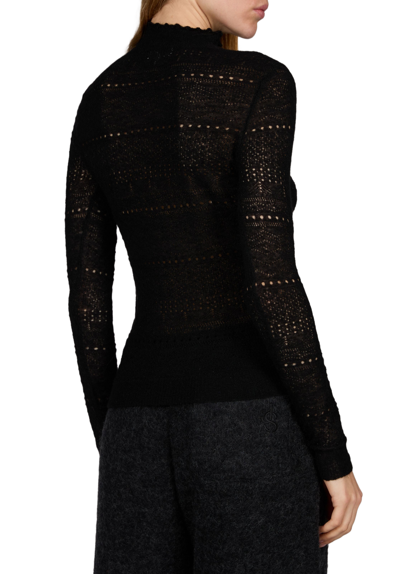 Eng anliegender Pullover mit Lochdetail LOUISE MISHA Schwarz