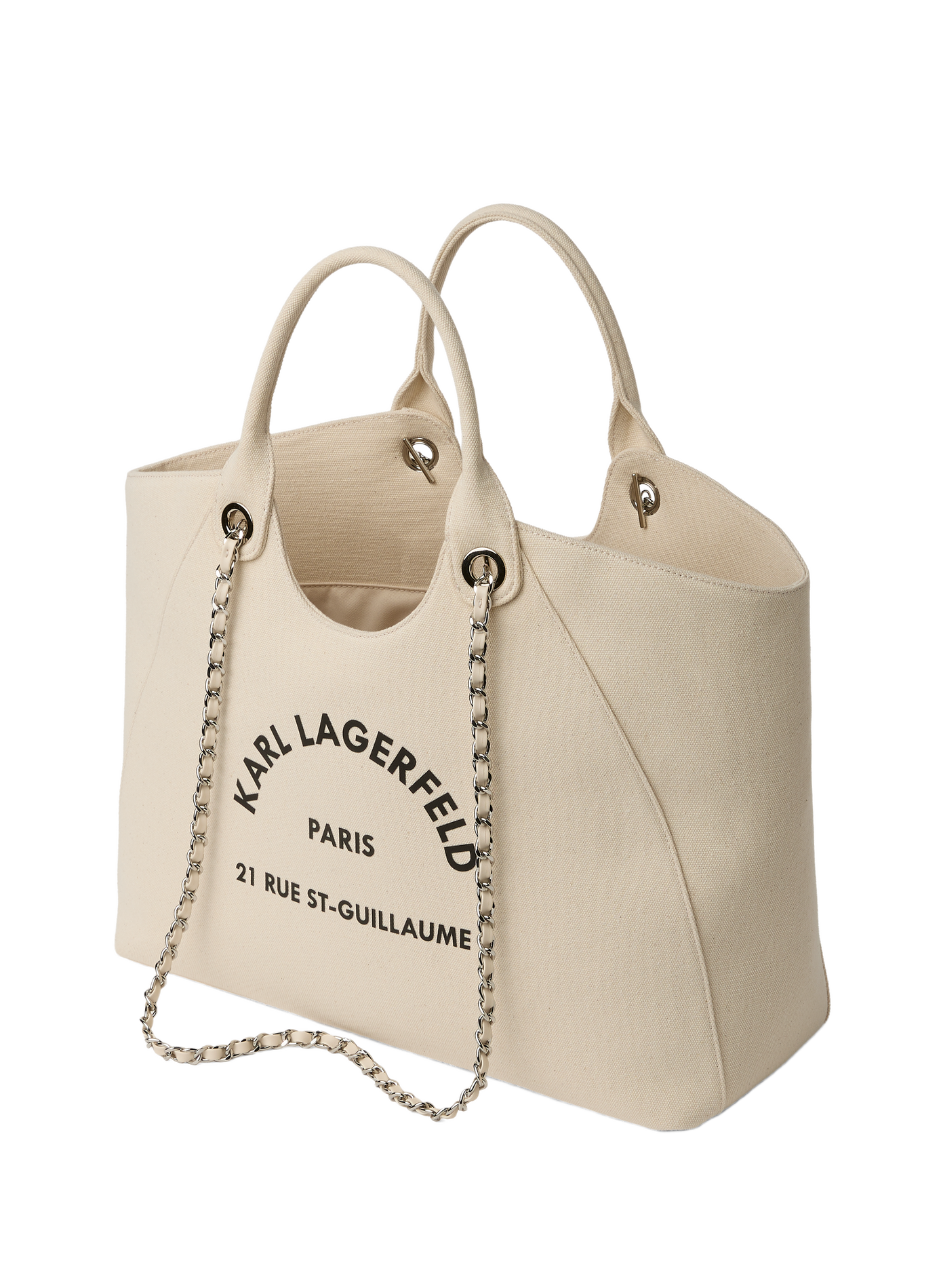 Sac à main imprimé en coton | Beige KARL LAGERFELD Femme