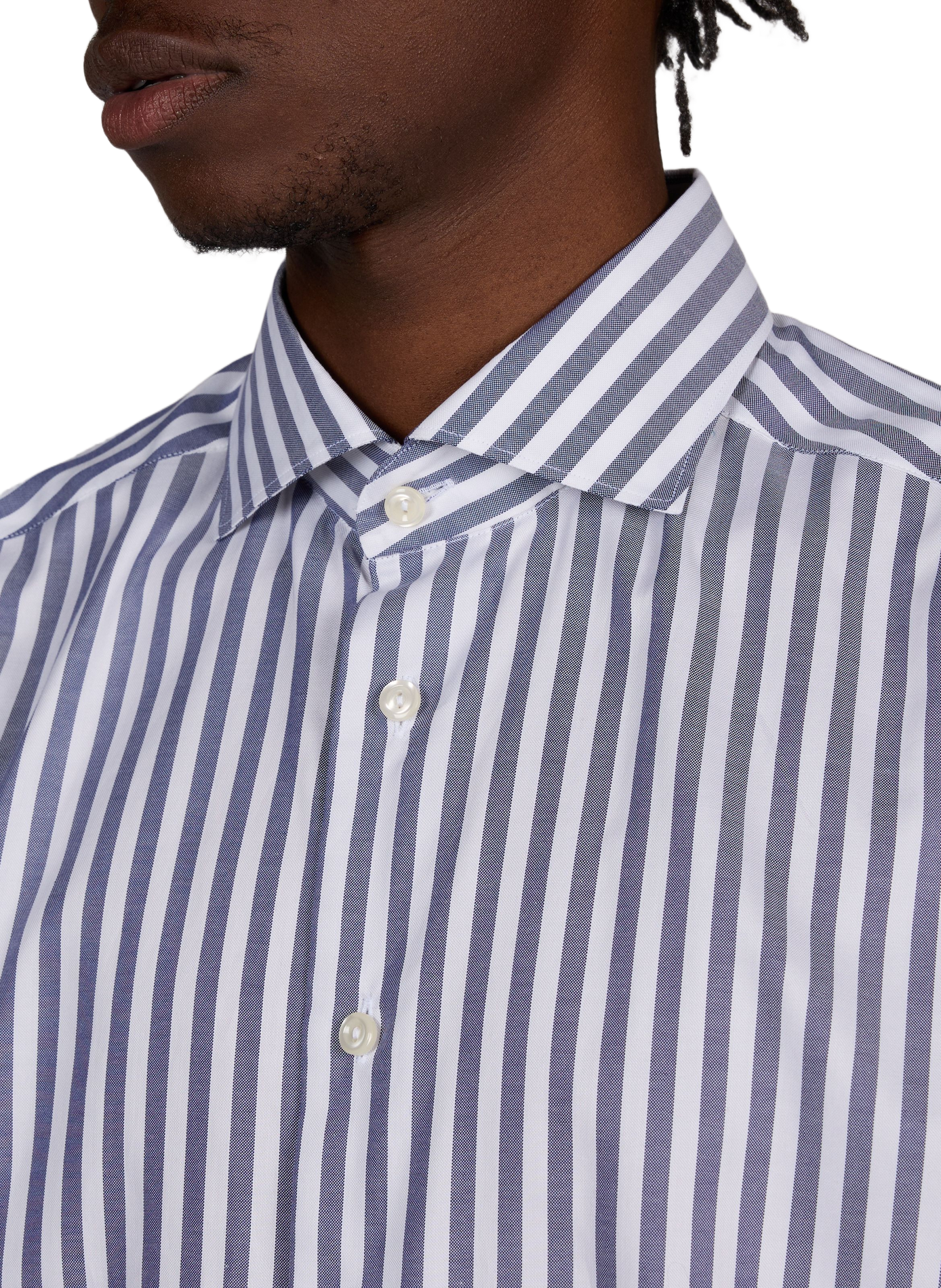 Straight striped cotton shirt ETON Blue