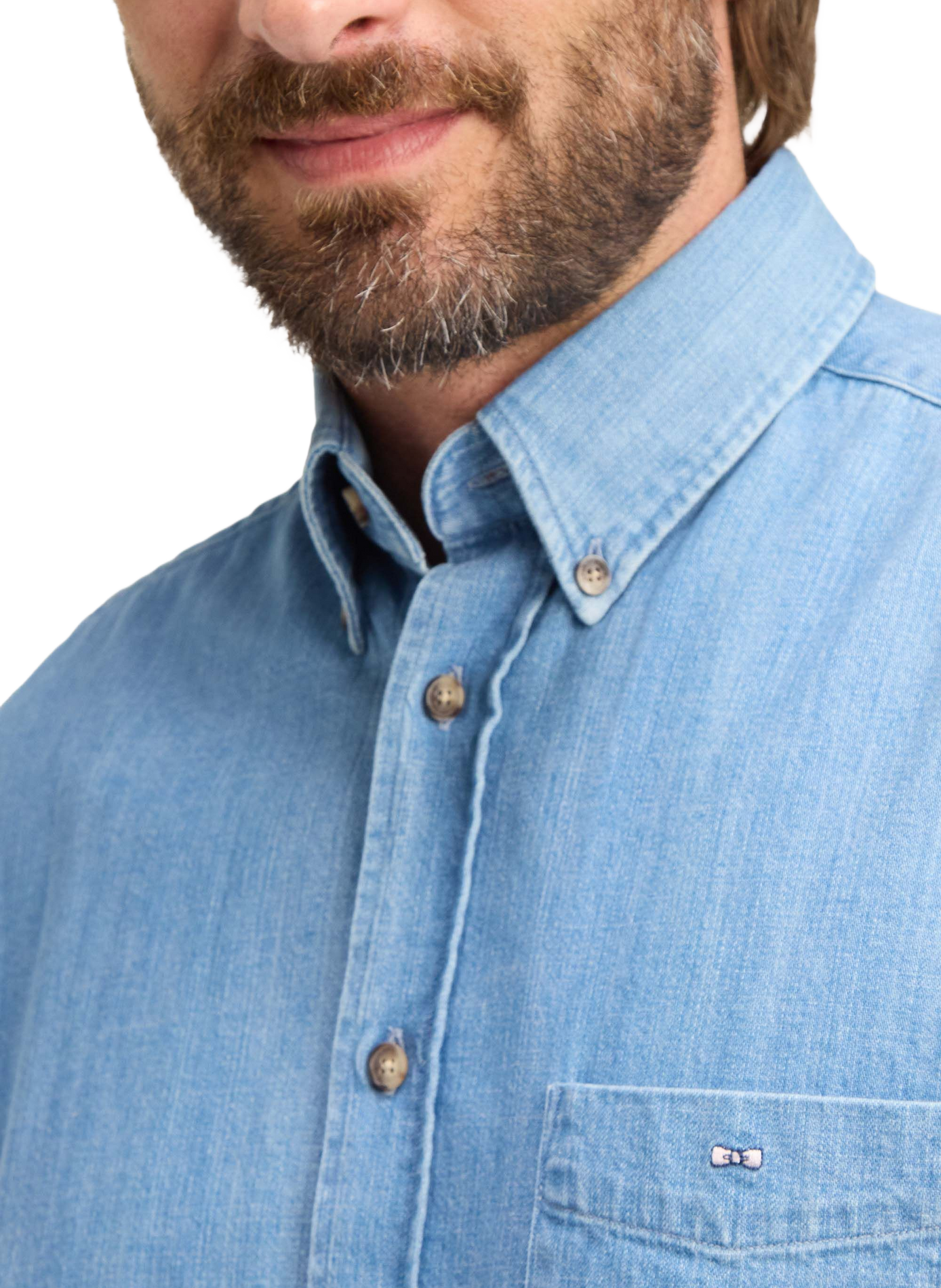 Chemise droite en jeans à logo en coton EDEN PARK Blau