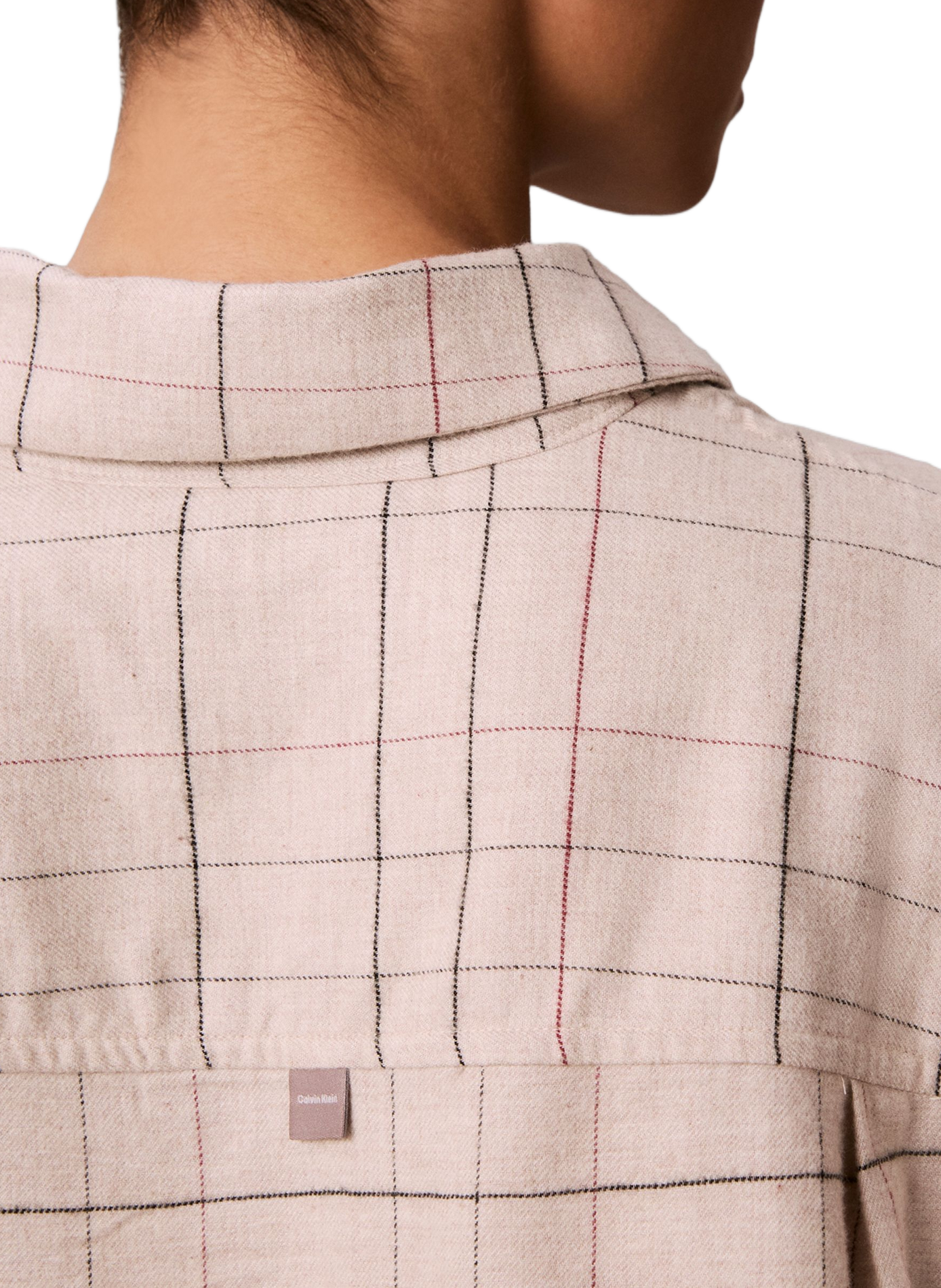 Pyjamaoberteil aus Baumwollmischgewebe mit Karomuster CALVIN KLEIN Beige
