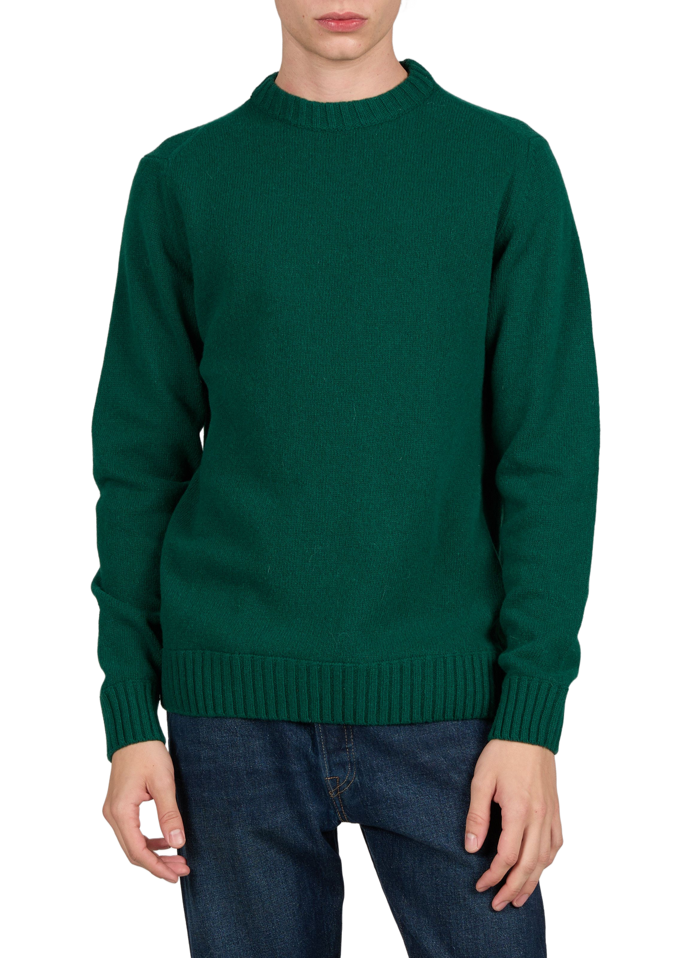 Pull droit col rond en laine mélangée | Vert LAFAURIE Homme