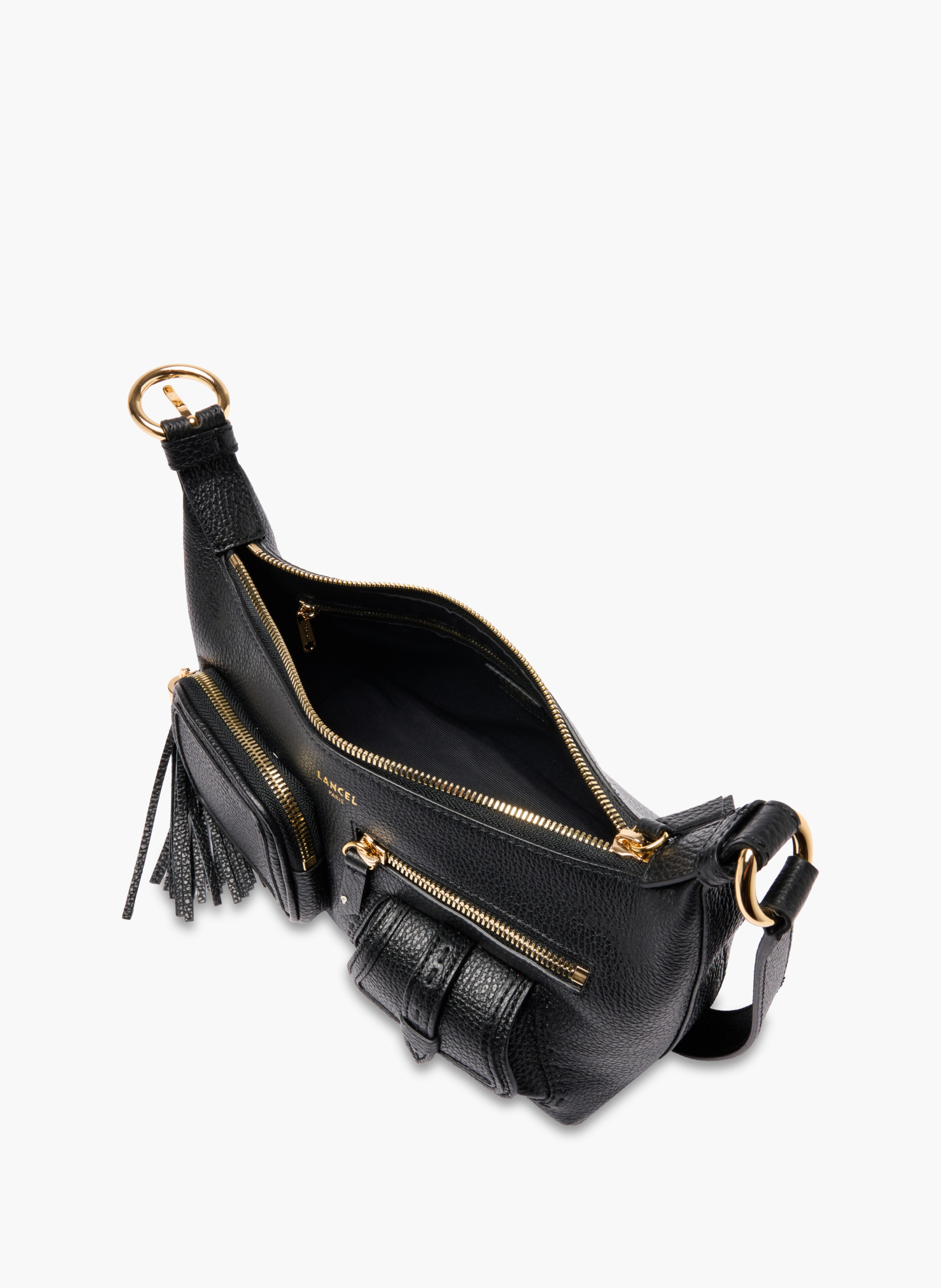 Schoudertas met ritssluiting en meerdere vakken, eerste flirt van Lancel in leer LANCEL Zwart