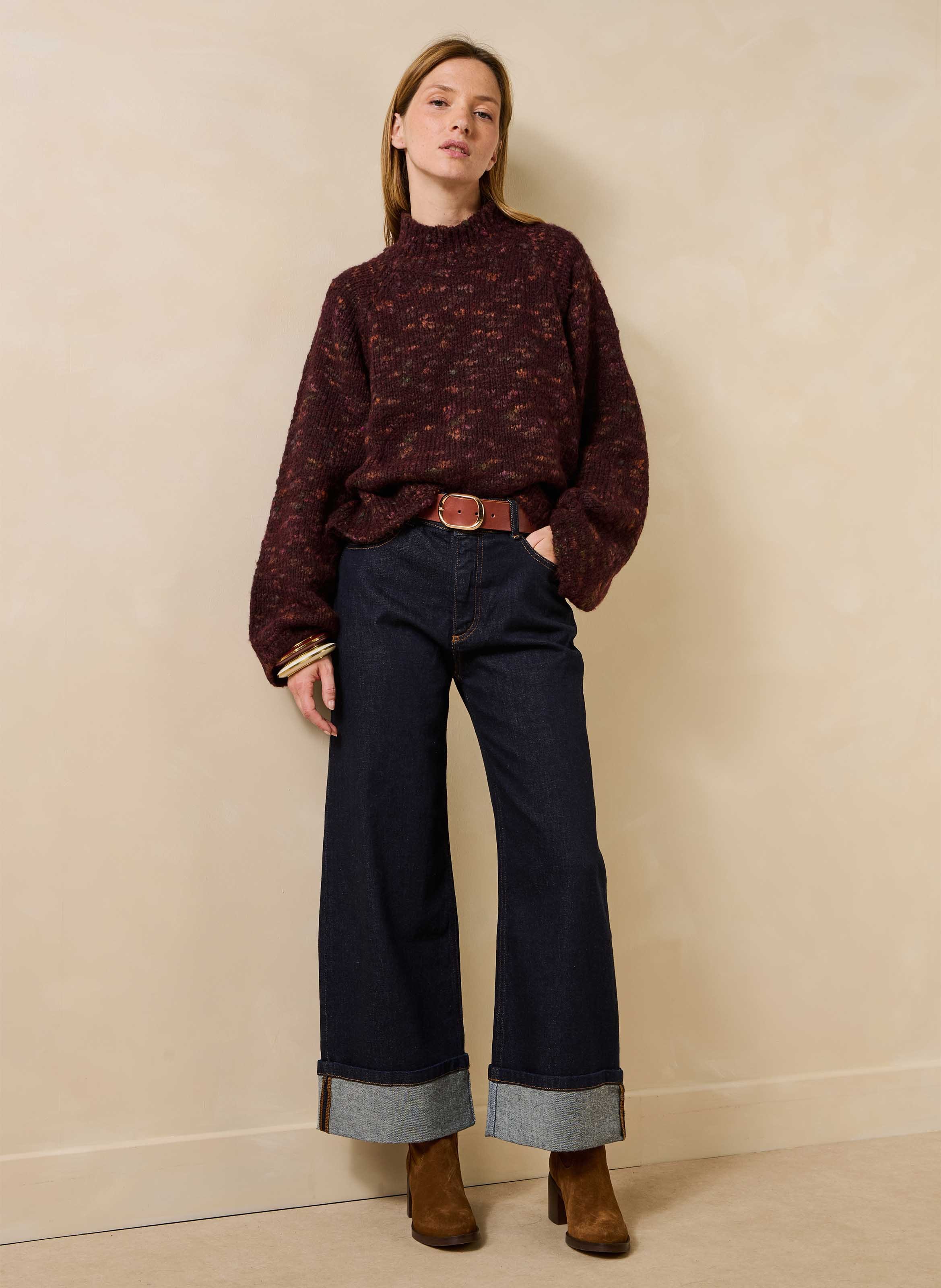 Oversized gebreide trui met opstaande kraag LA FEE MARABOUTEE Rood