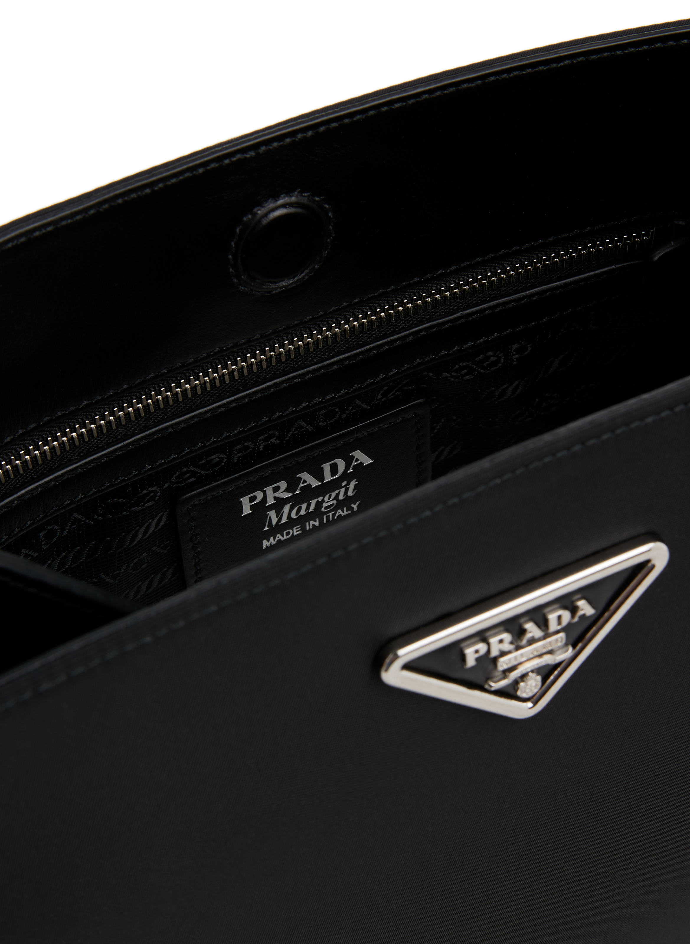 Shoulder bag with logo plate PRADA Black