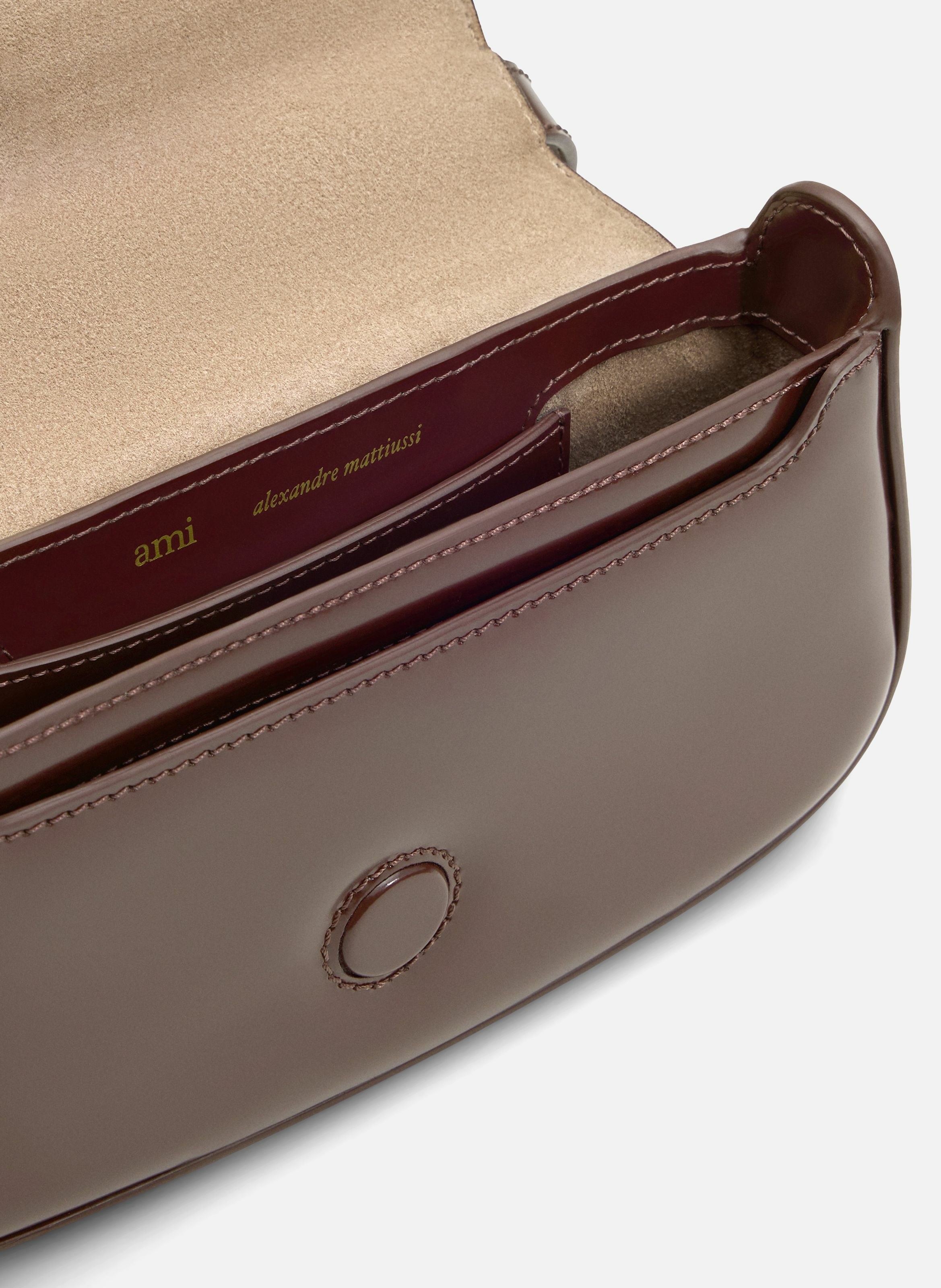 Sac porté croisé paris paris petit en cuir glacé unisexe Rouge