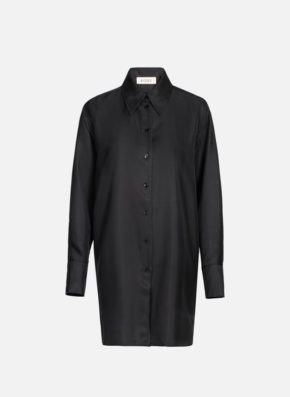 Silk long shirt Black by ROHE FRAMES ROHE FRAMES Silk long shirt Black