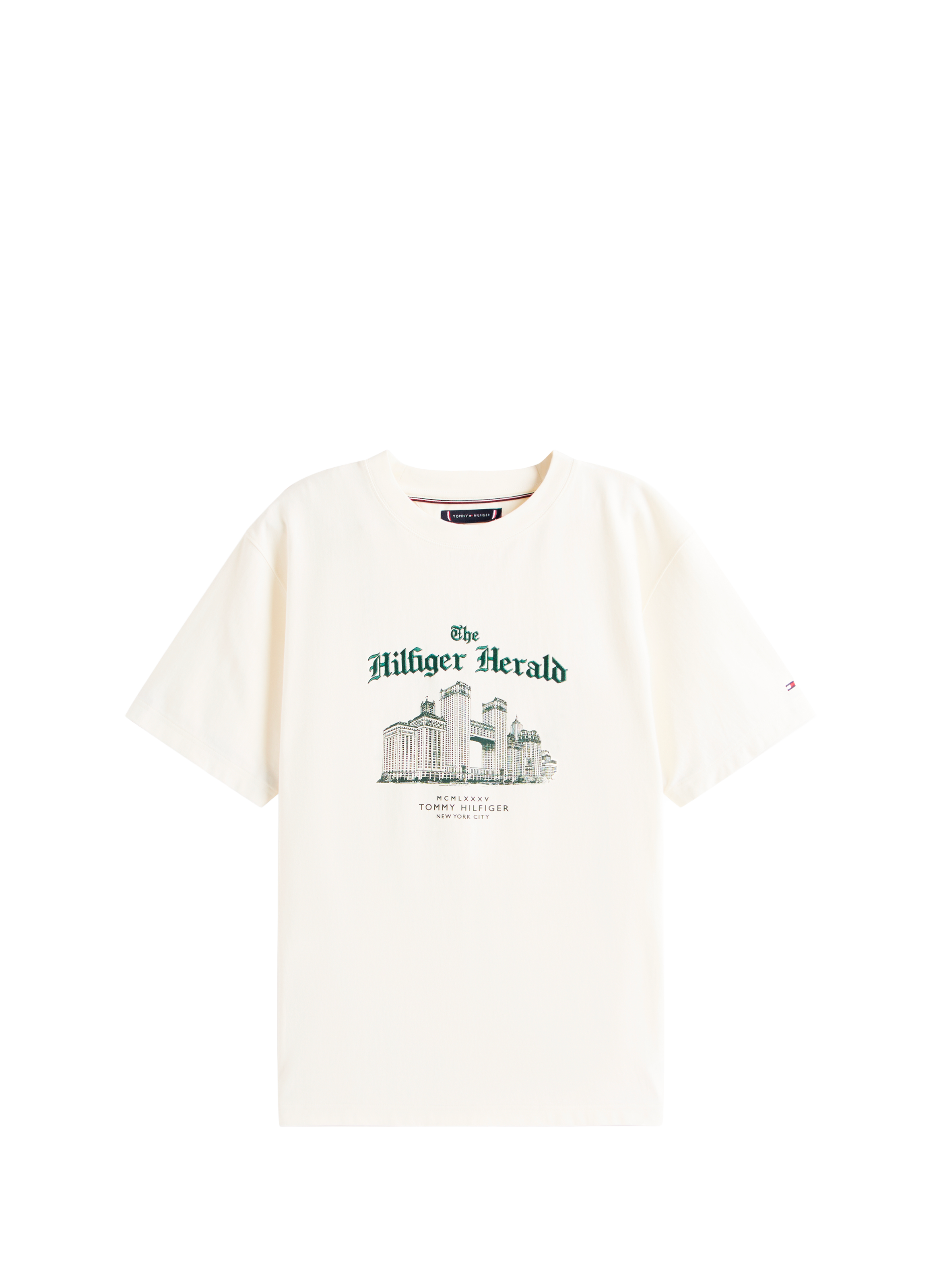 Printed cotton T-shirt TOMMY HILFIGER Beige