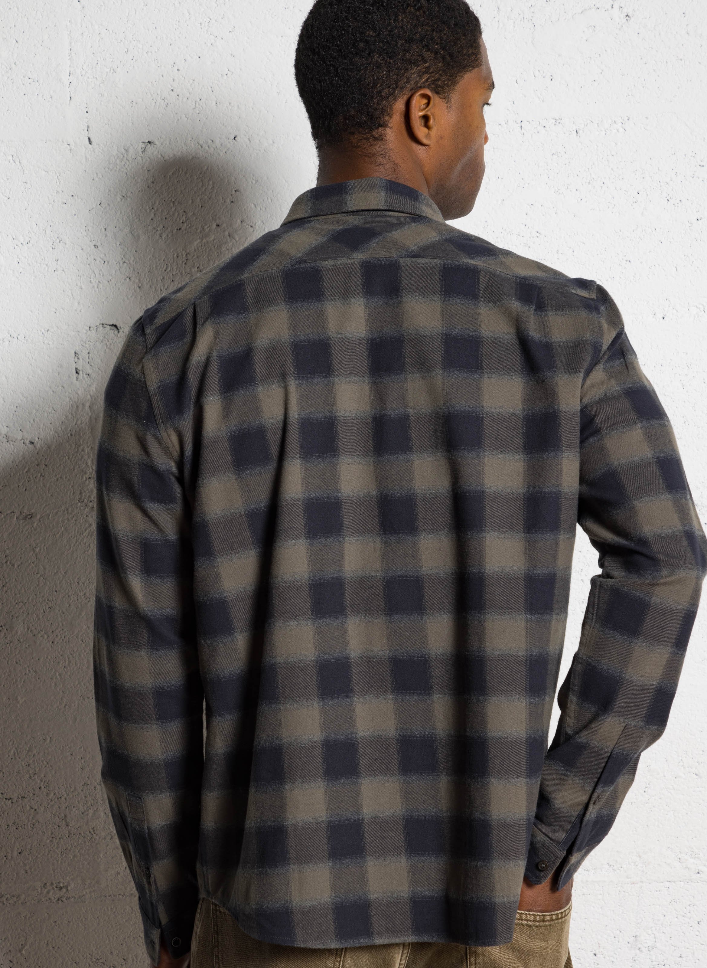 Chemise droite en coton IKKS Kaki