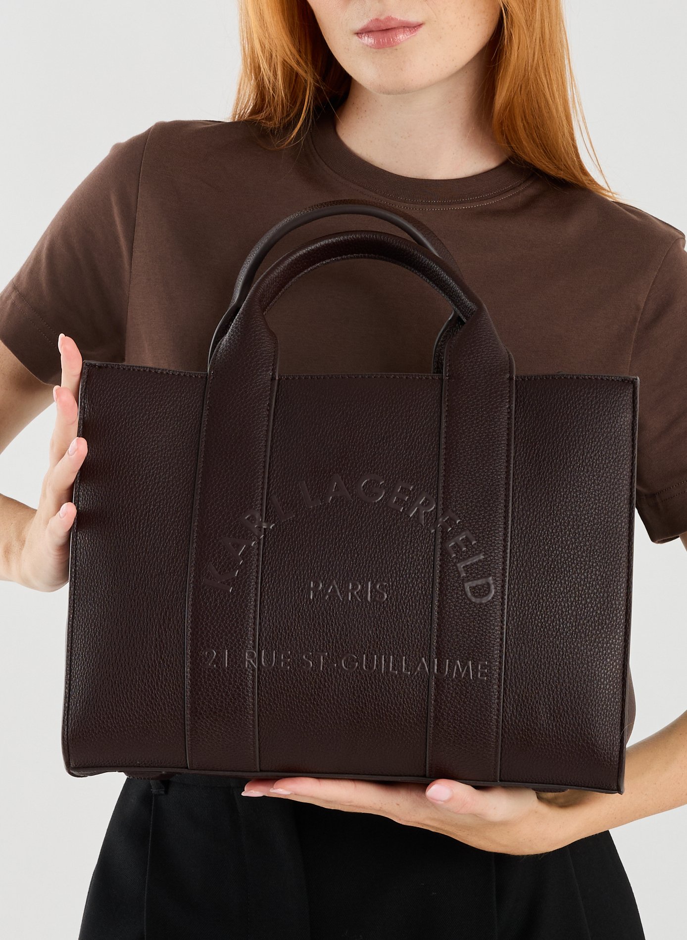 Sac à main double anse KARL LAGERFELD Marron