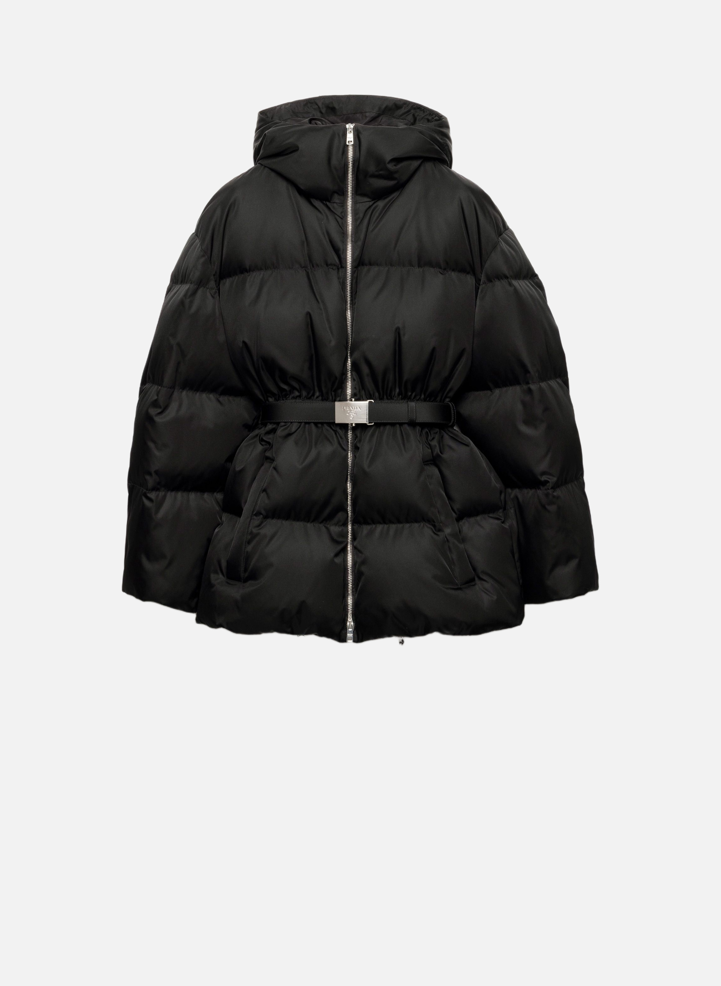 Doudoune à capuche en re-nylon PRADA Noir