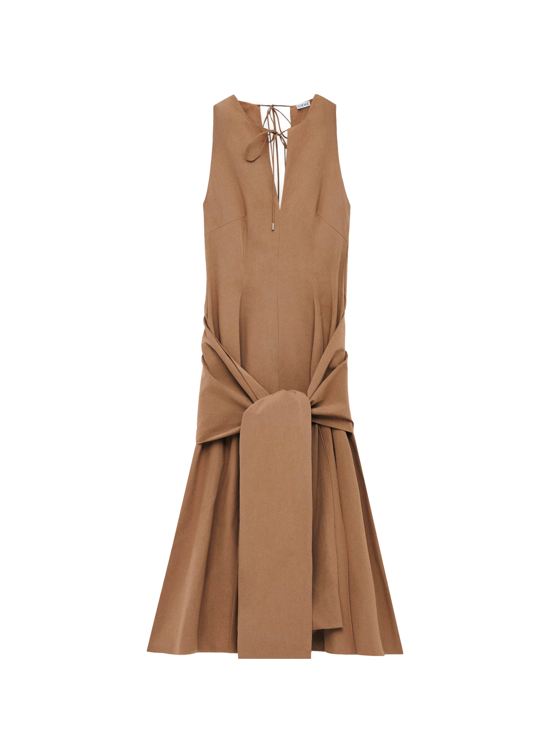 Cotton wrap midi dress LOEWE Beige