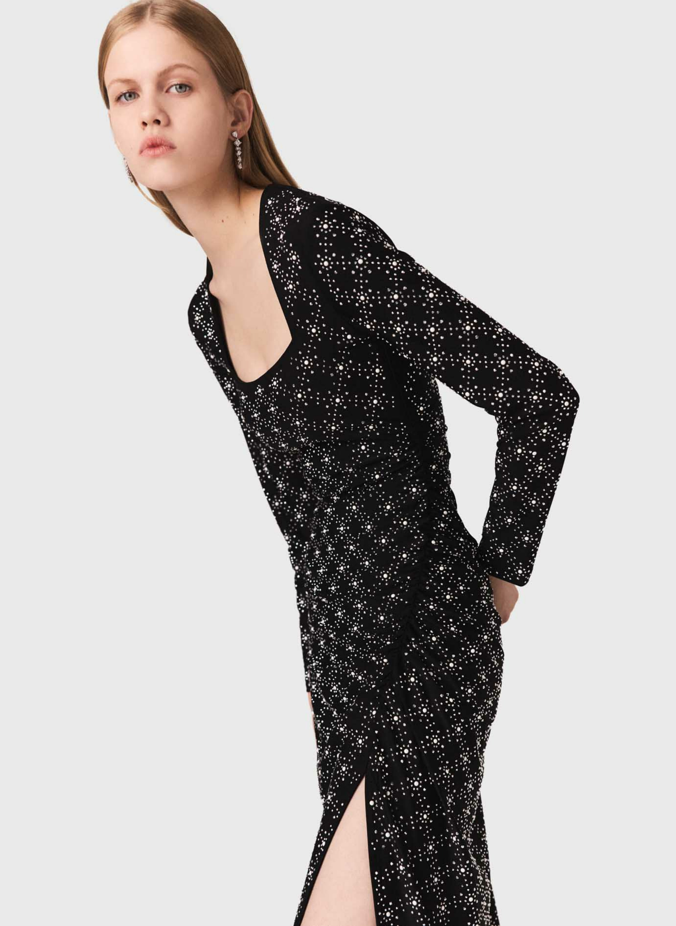 Robe longue col carré MAJE Noir