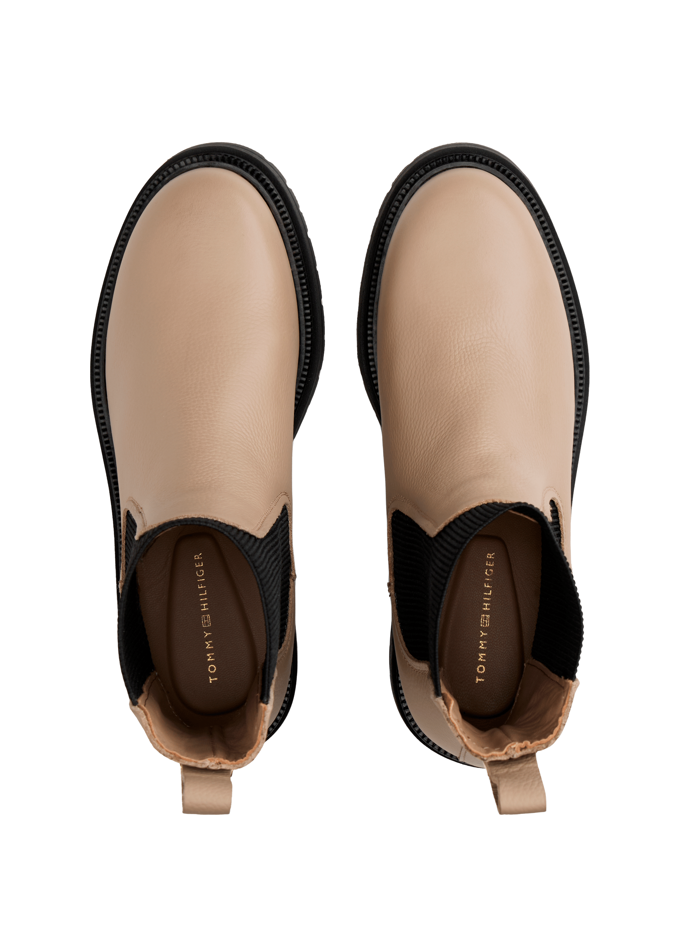 Bottines bout rond en cuir TOMMY HILFIGER Beige