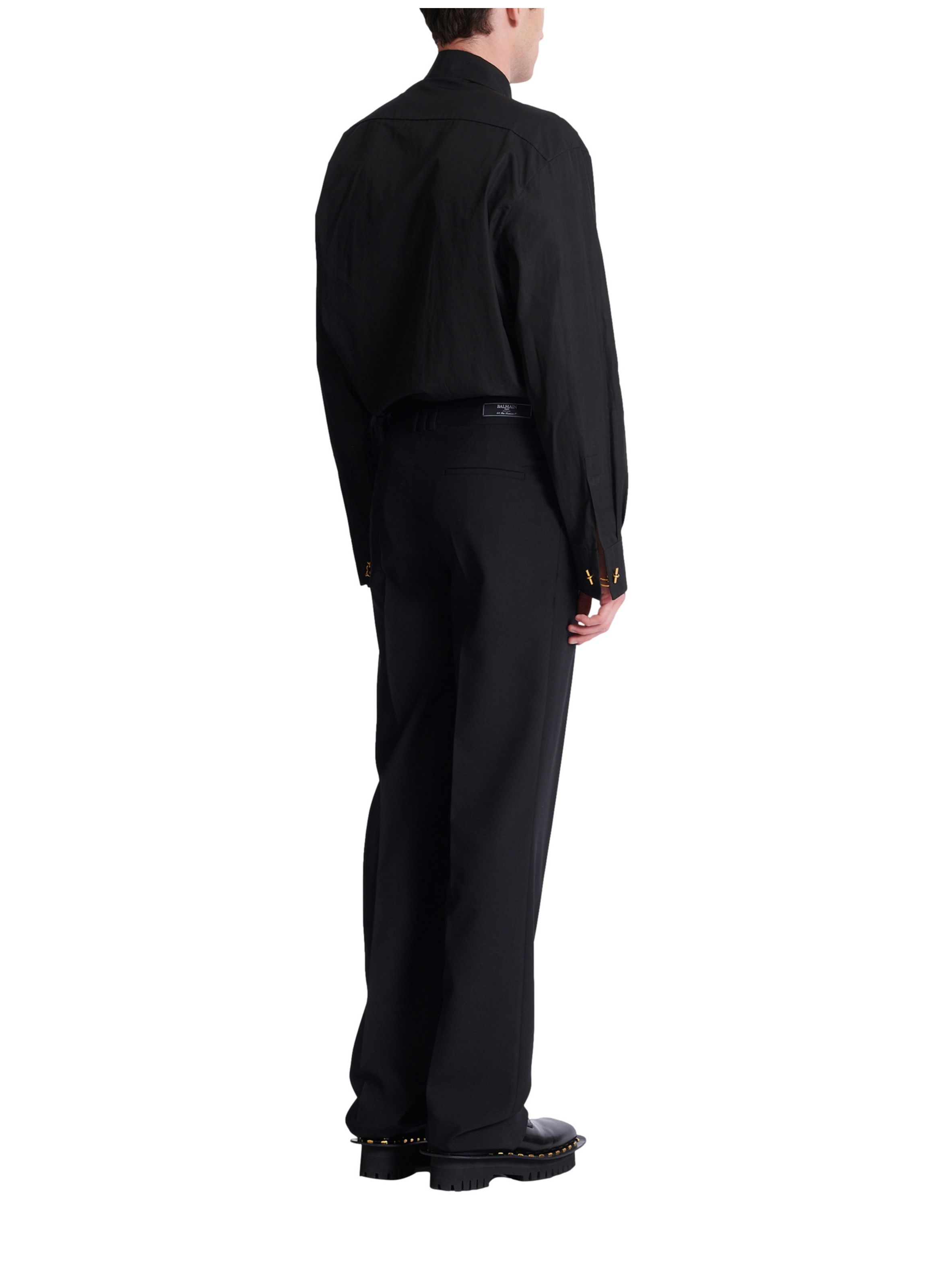 Pantalon droit en laine BALMAIN Noir