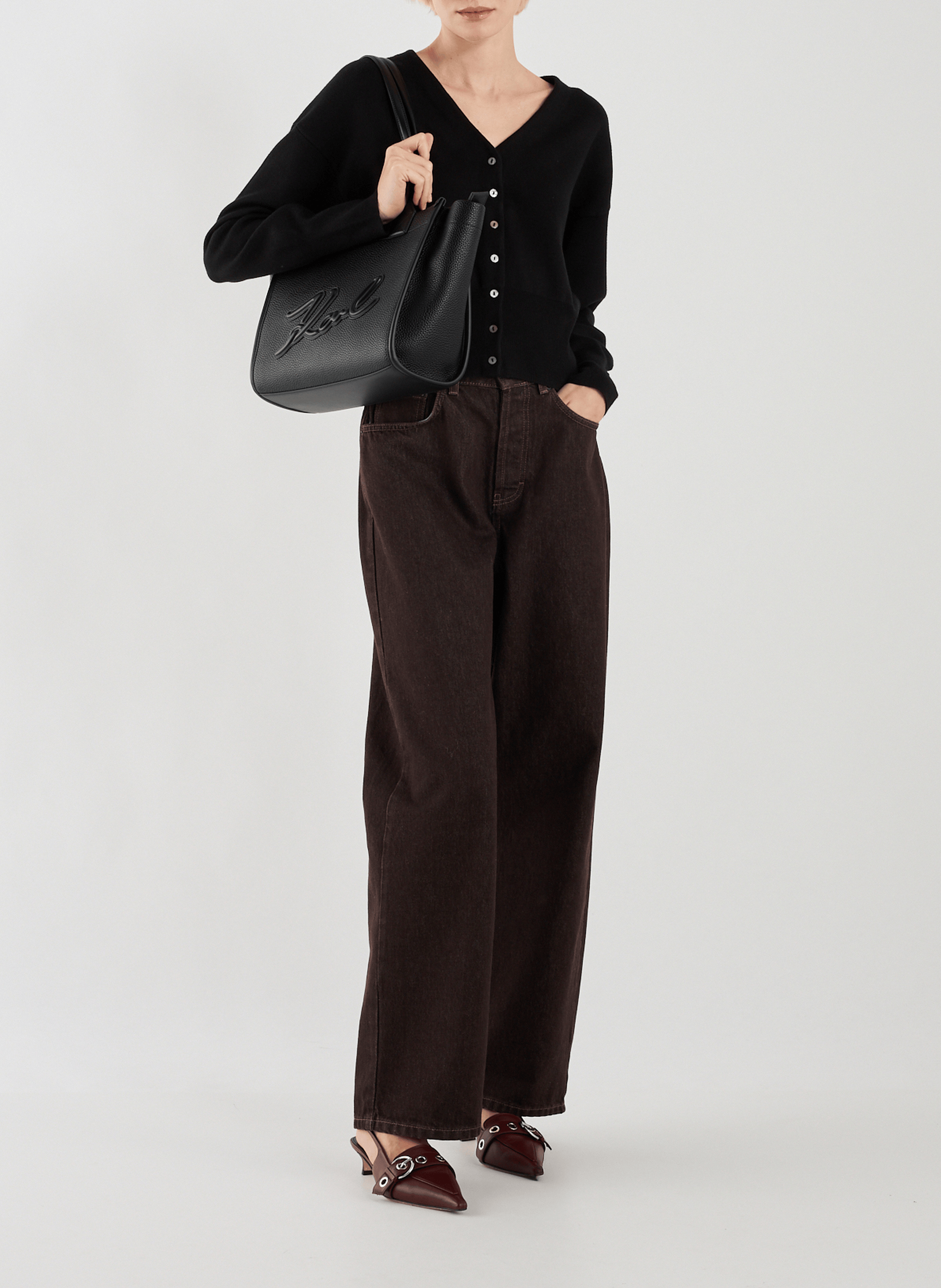 Sac épaule craquelé KARL LAGERFELD Noir