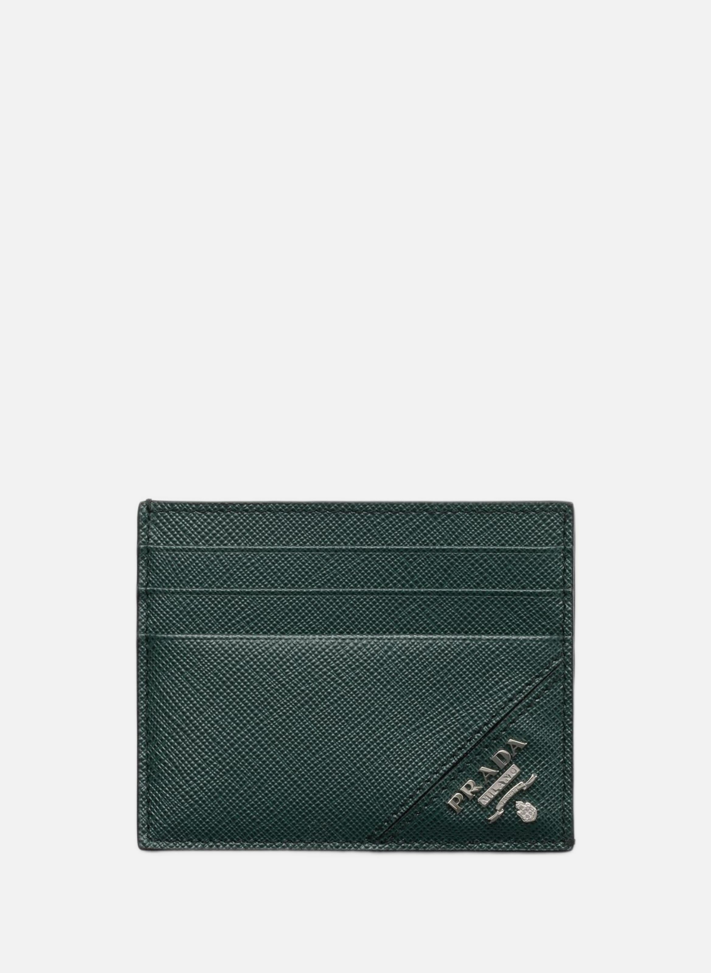 Porte-cartes en cuir PRADA Vert