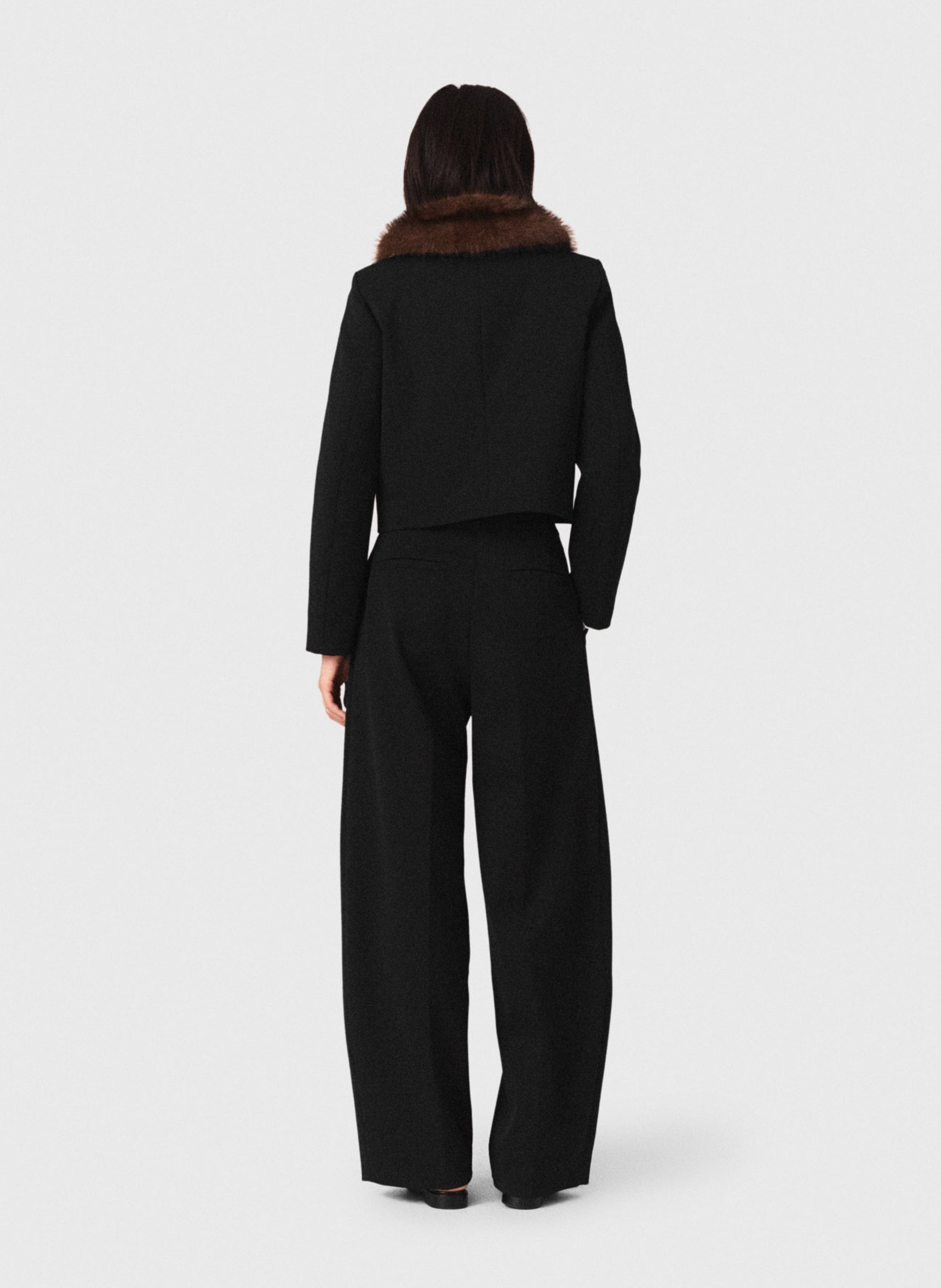 Veste col amovible effet fourrure MAJE Noir