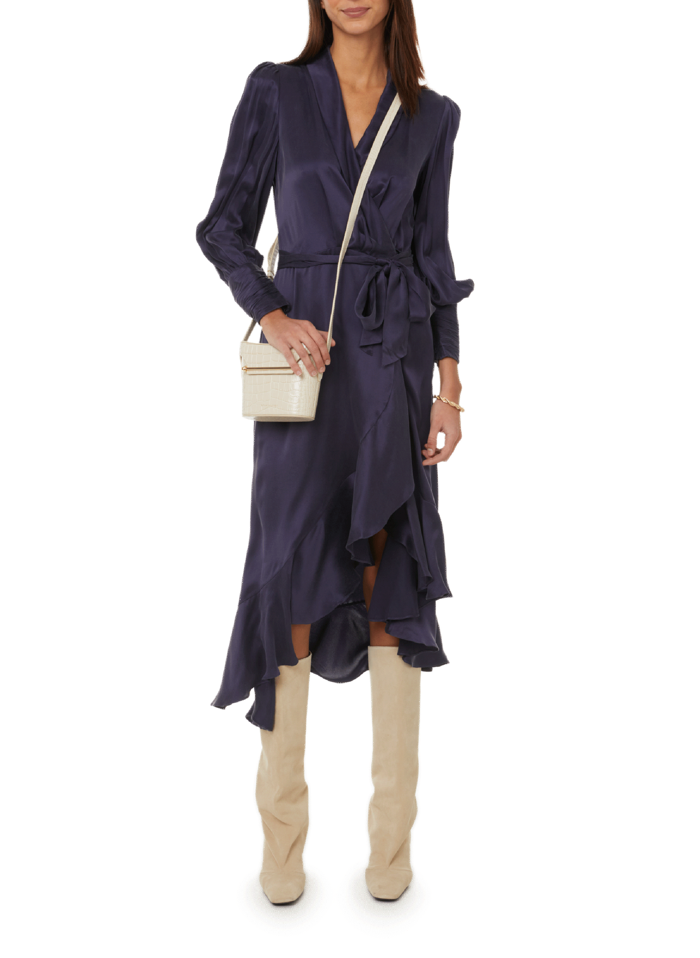 ZIMMERMANN Robe midi portefeuille en soie Bleu