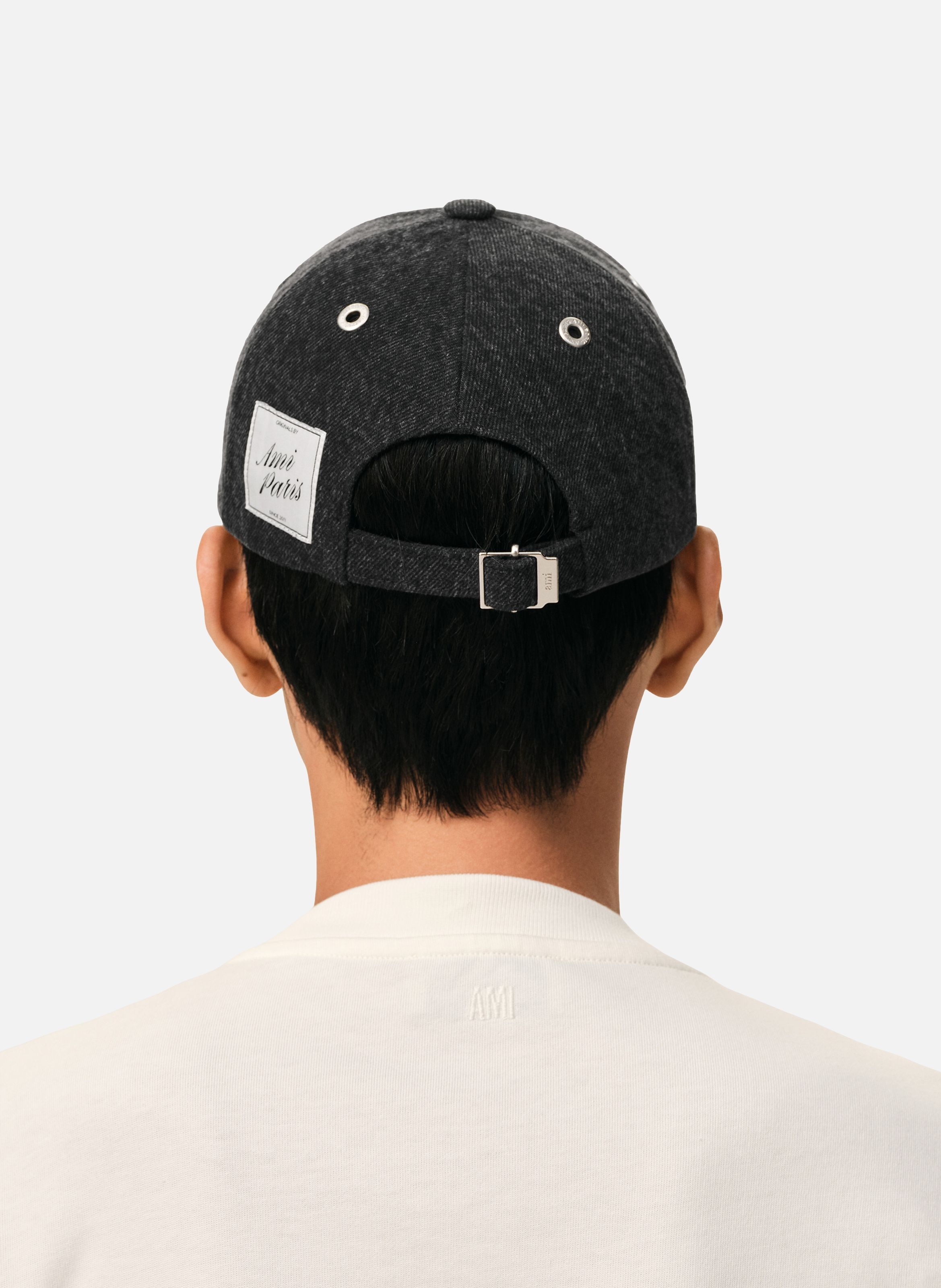 Casquette empiècement côté ami paris unisexe en denim AMI PARIS Noir