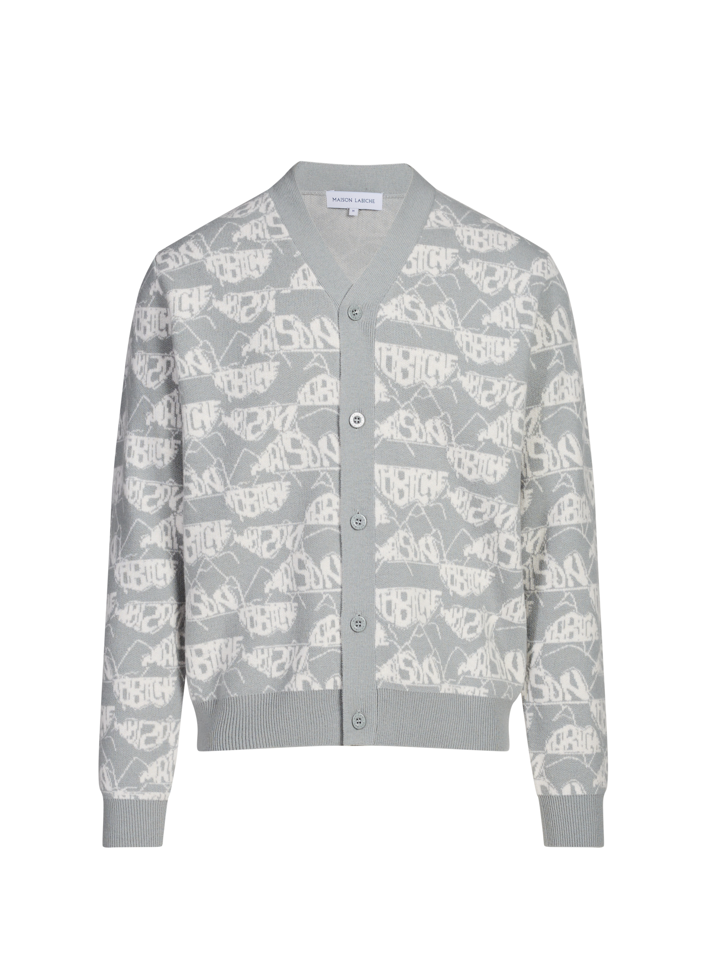 Cardigan logotypé en laine MAISON LABICHE Gris