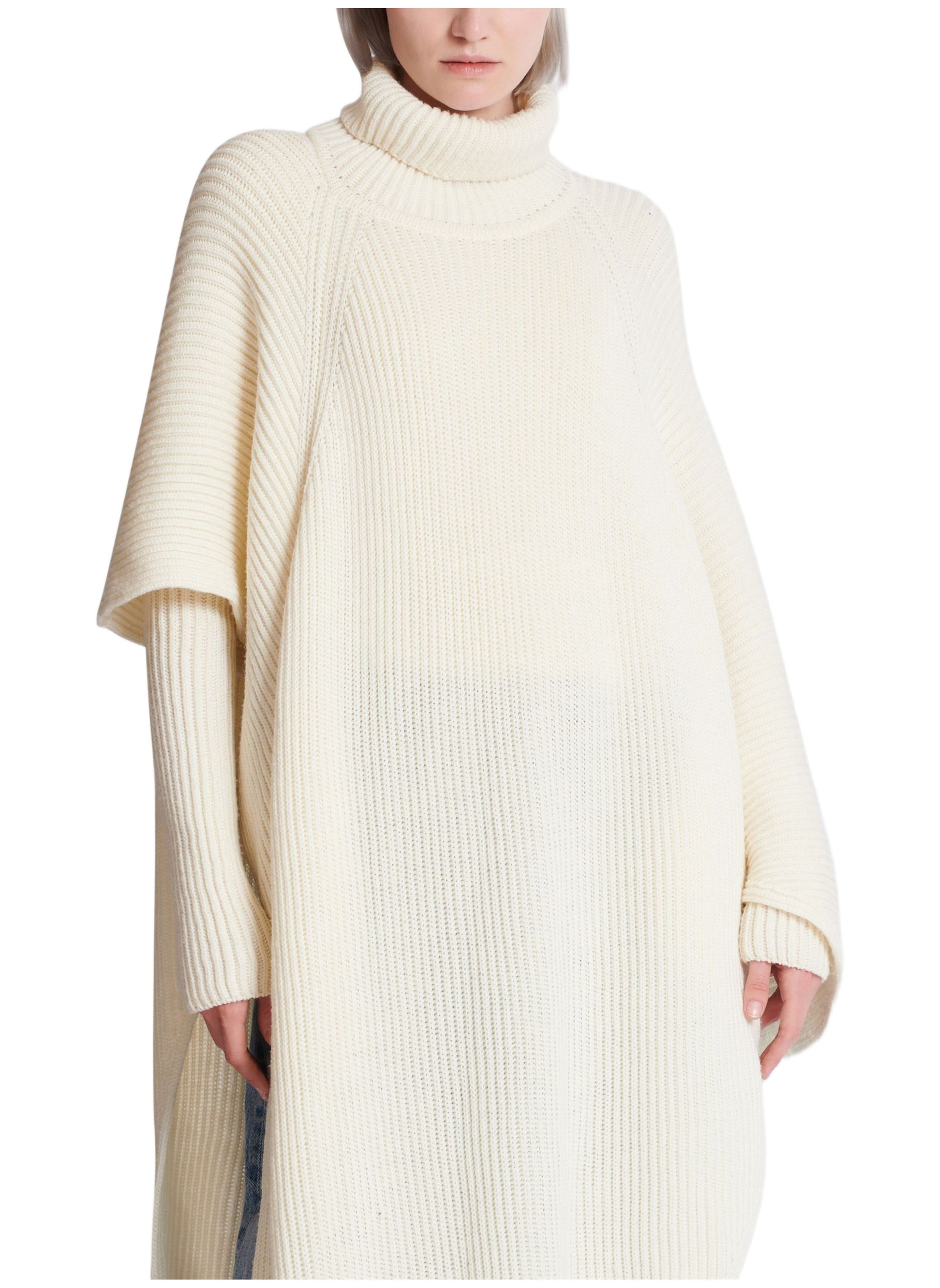 Cape en maille asymétrique BALMAIN Blanc