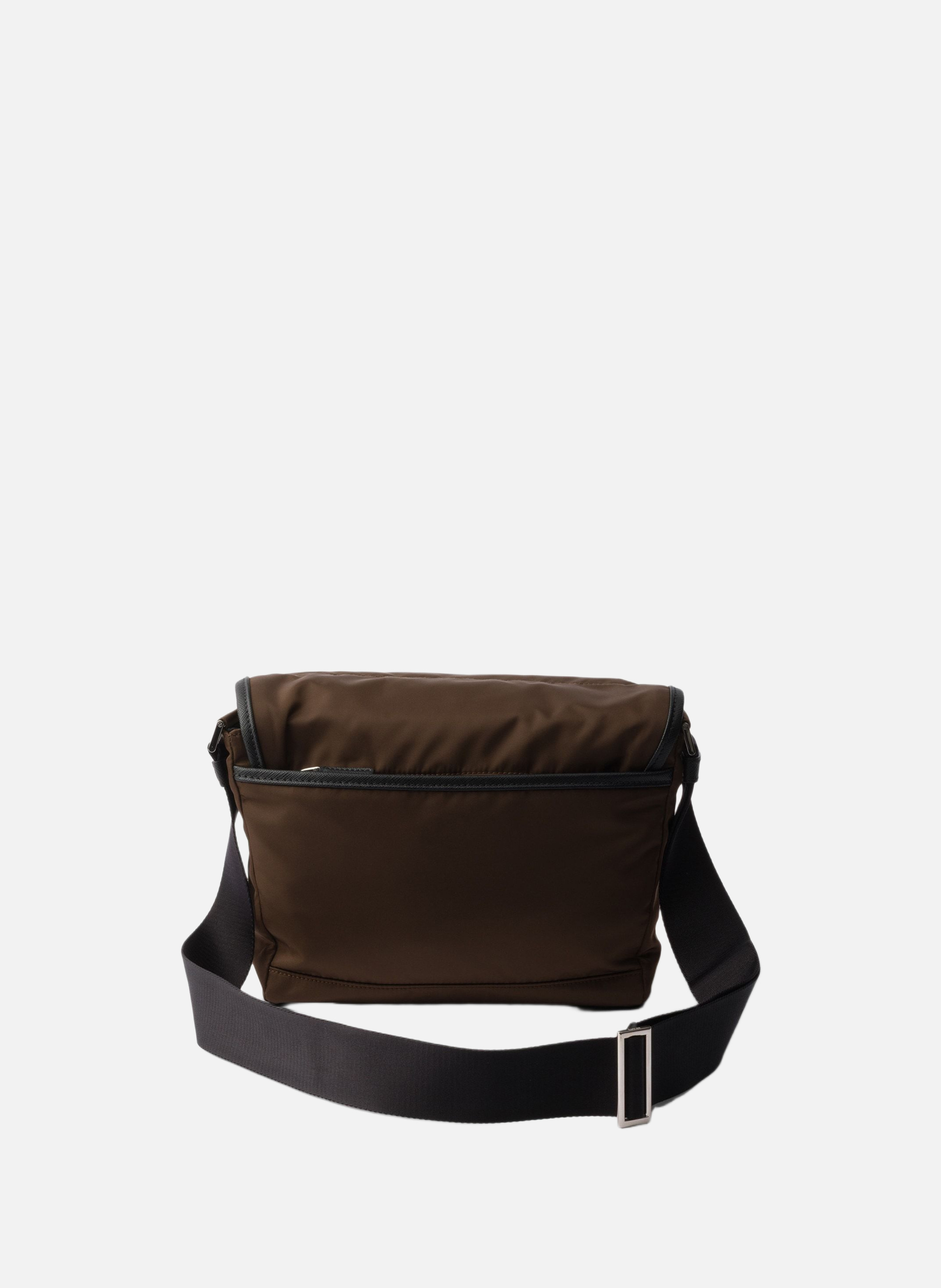 Sac porté épaule en re-nylon et cuir saffiano PRADA Marron