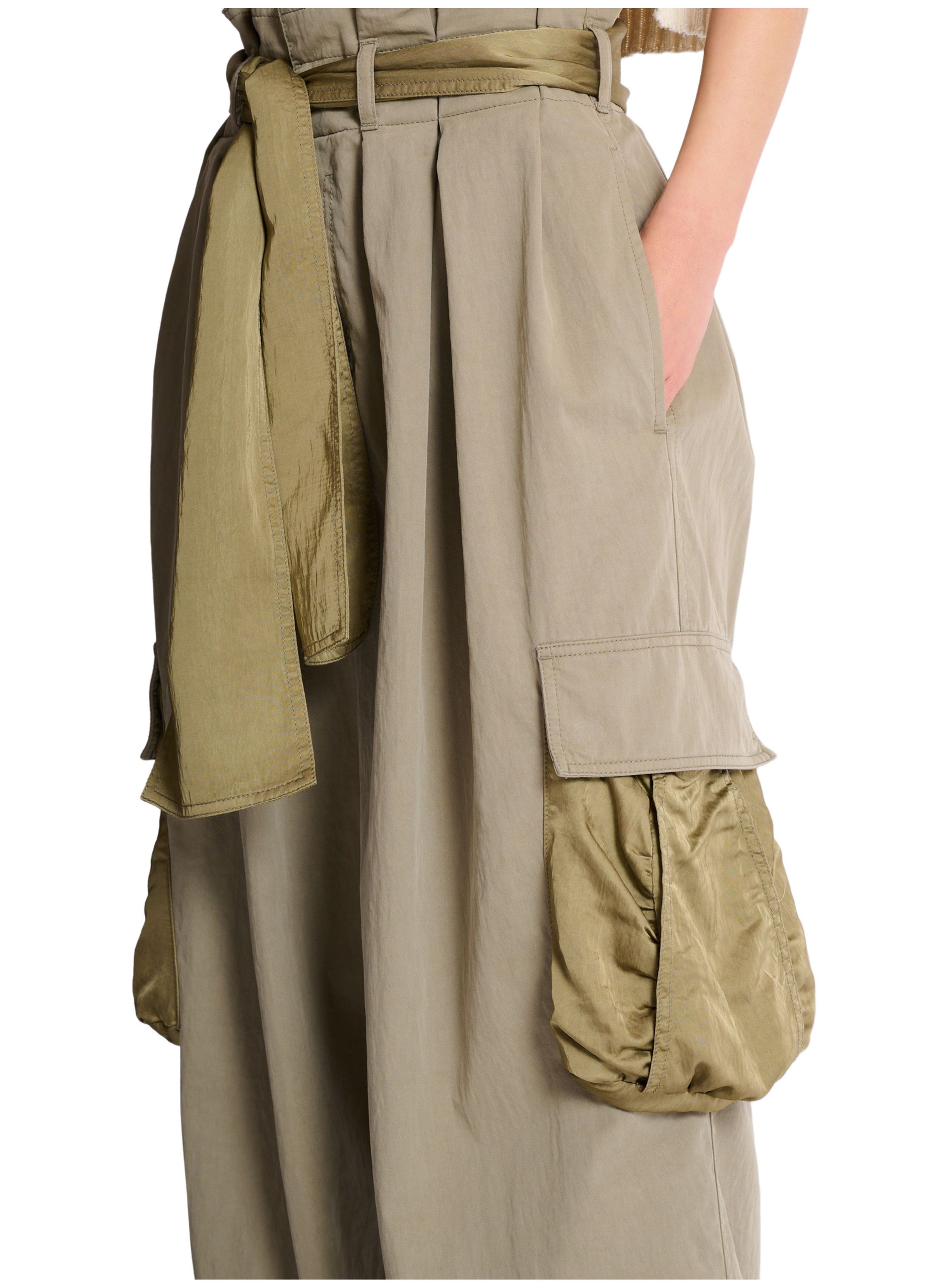 Pantalon taille haute en sergé de coton BALMAIN Vert