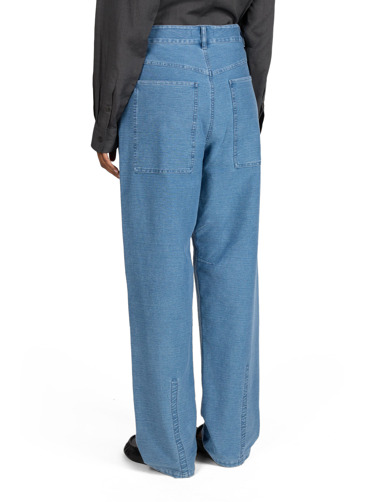 Wide-leg cotton blend jeans TIBI Blue