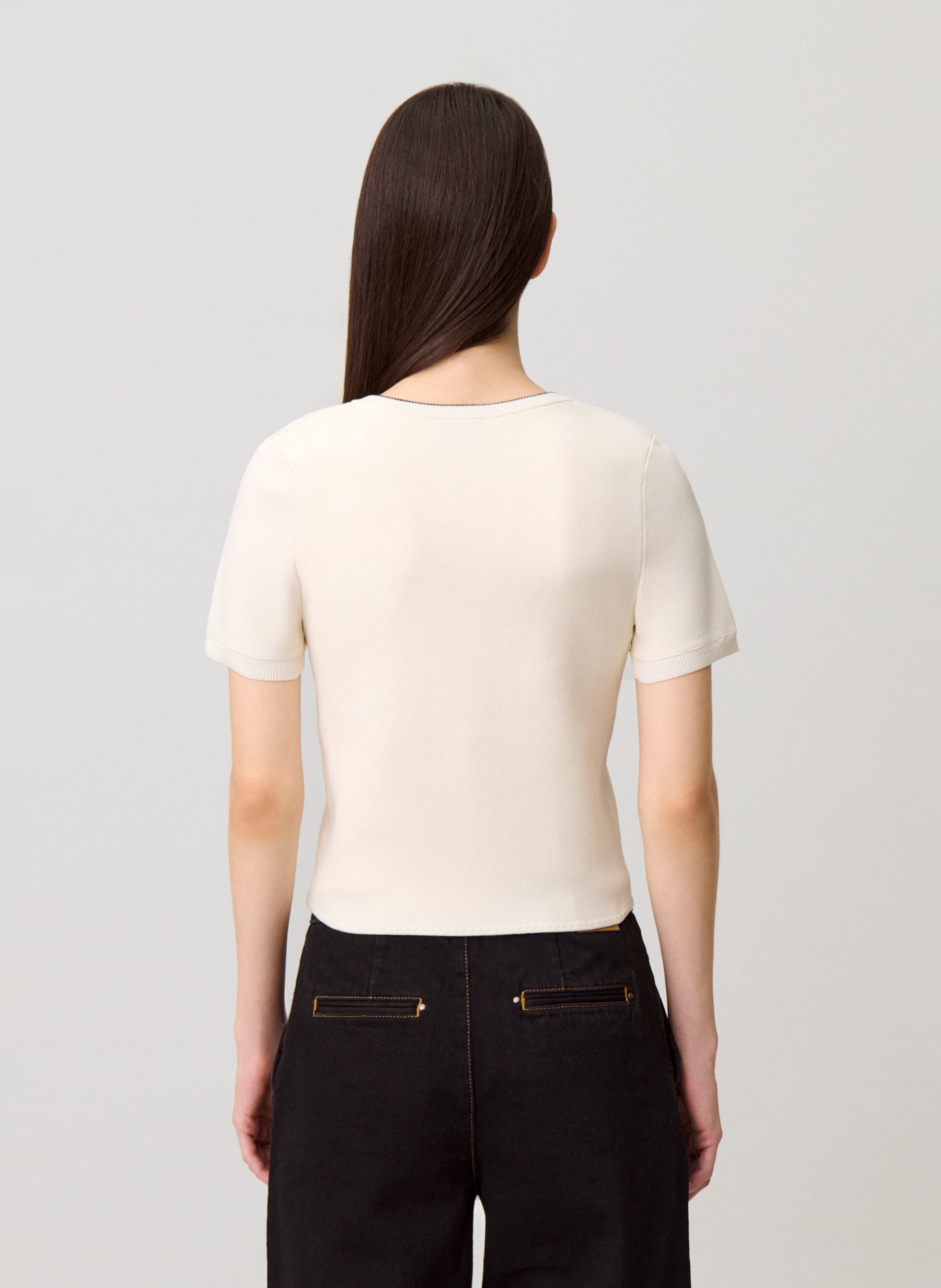 Gilet droit col rond en maille CLAUDIE PIERLOT Beige