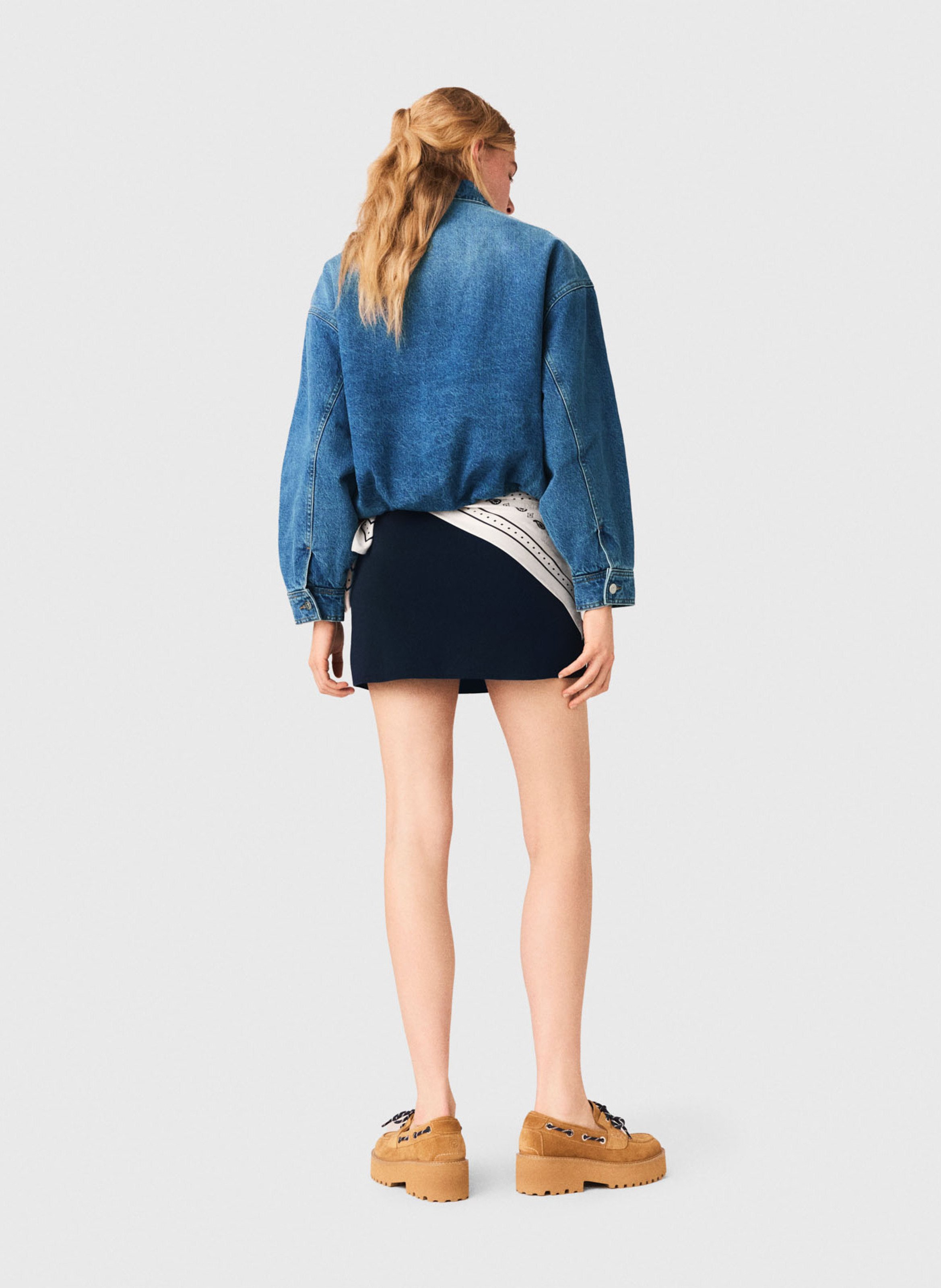 Blouson oversize col classique en coton MAJE Bleu