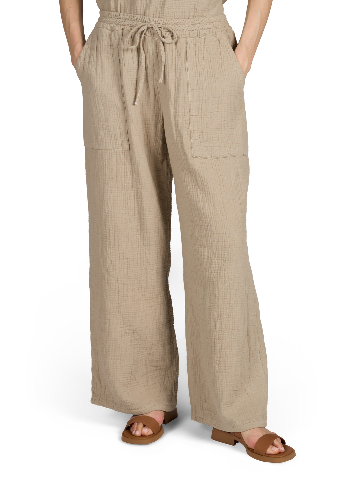Pantalon Phoenix droit en coton matelassé AOKYANOS Beige