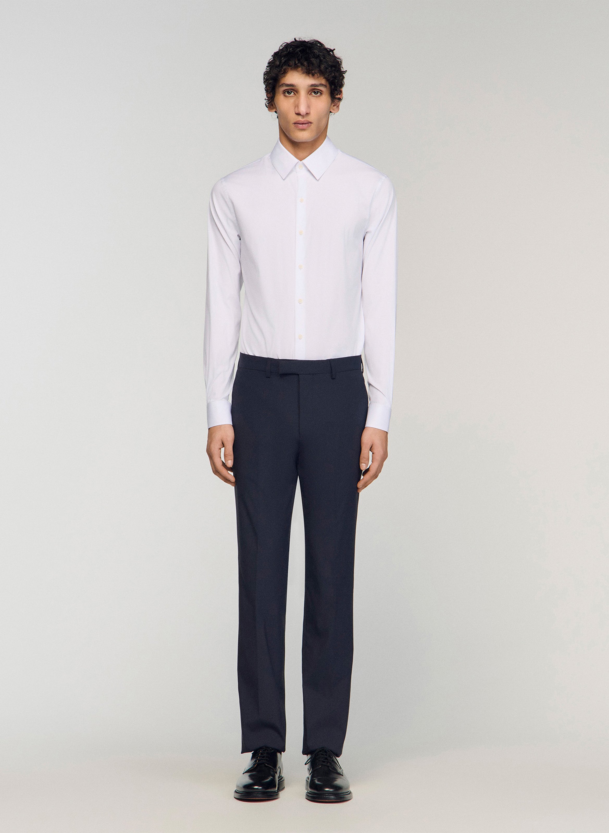 Pantalon de costume en laine mélangée SANDRO Bleu