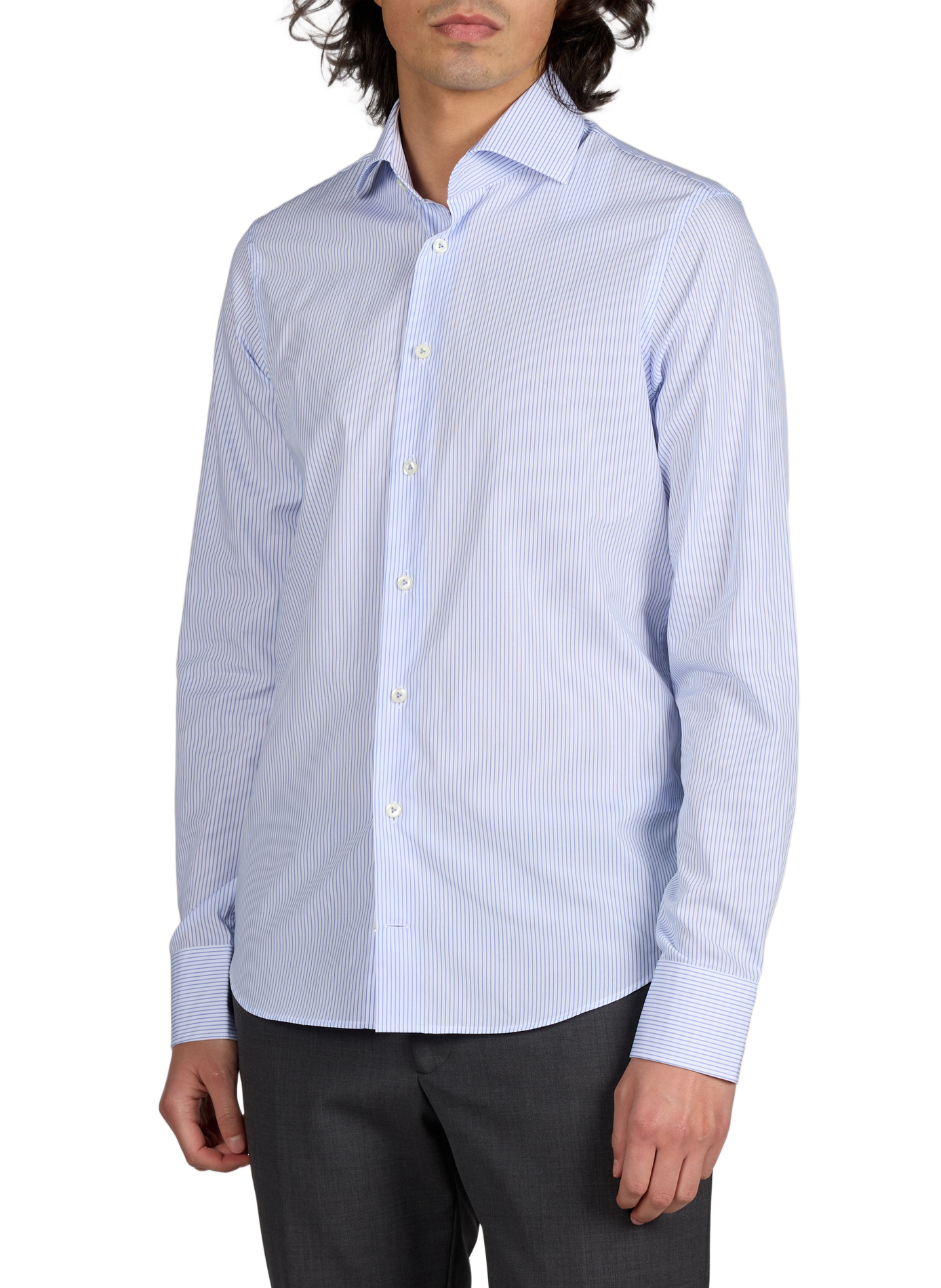 Tailored fit striped cotton shirt VAN LAACK Blue