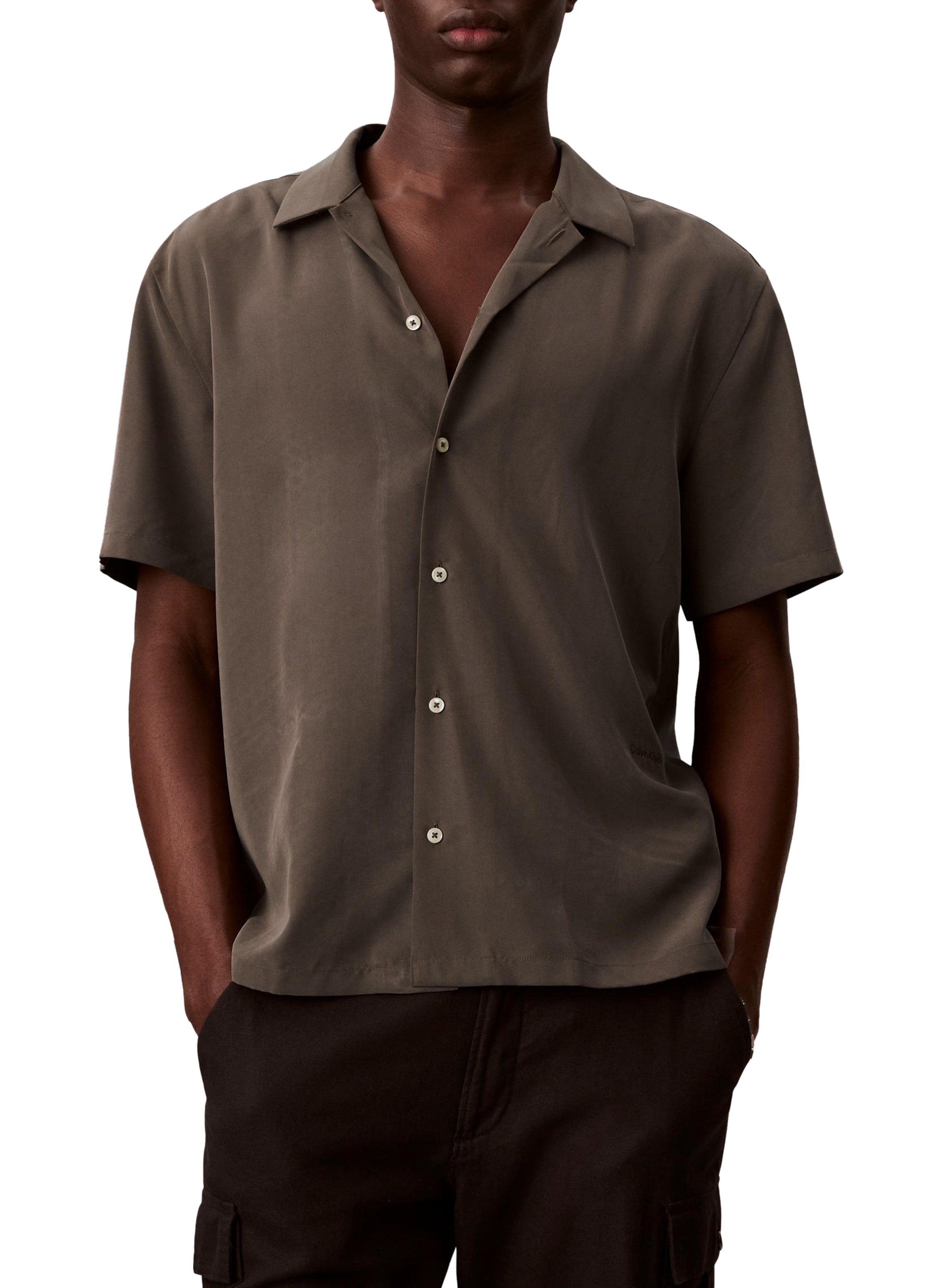 Chemise droite à manches courtes CALVIN KLEIN Marron