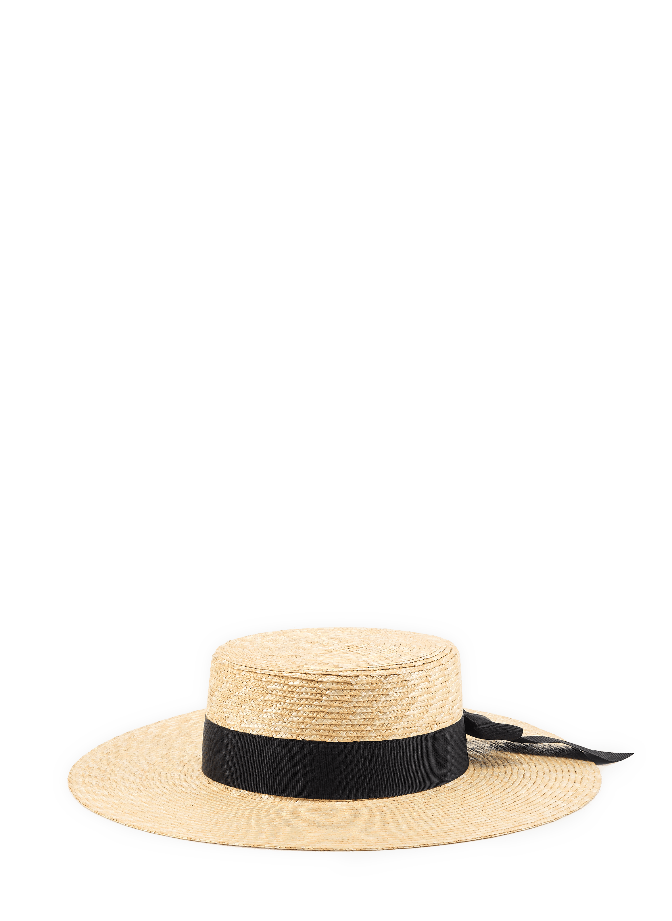 Chapeau rond en paille à ruban AU PRINTEMPS PARIS Beige