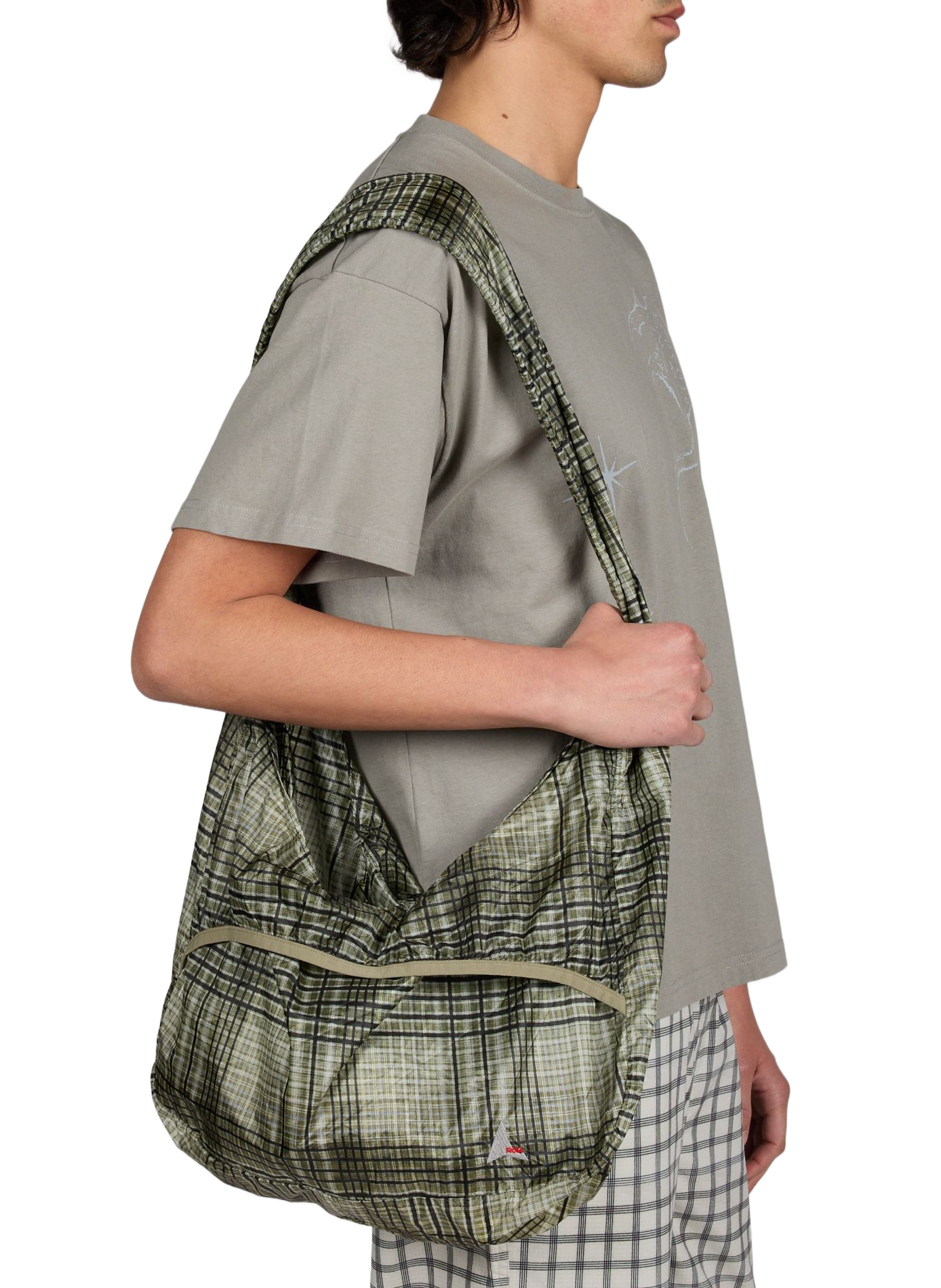 Sac épaule pliable à carreaux Laki ROA Vert