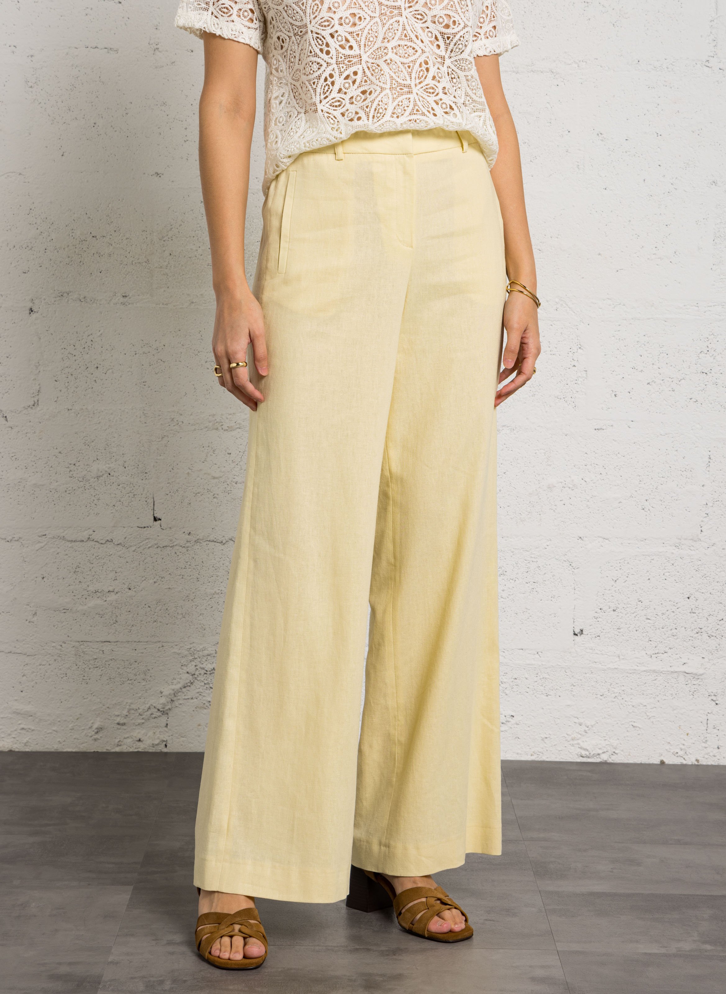 Pantalon droit en lin mélangé tamina MAISON 123 Beige