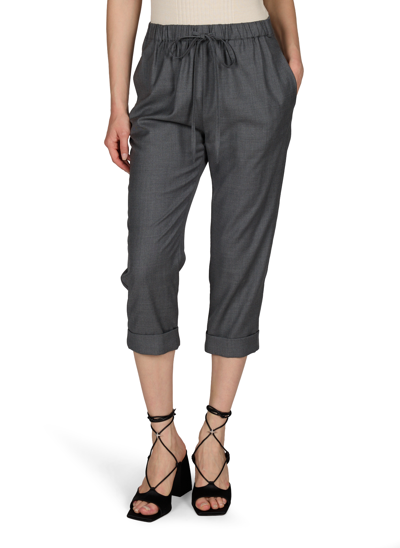 Wool trousers with cuffs CO Grey