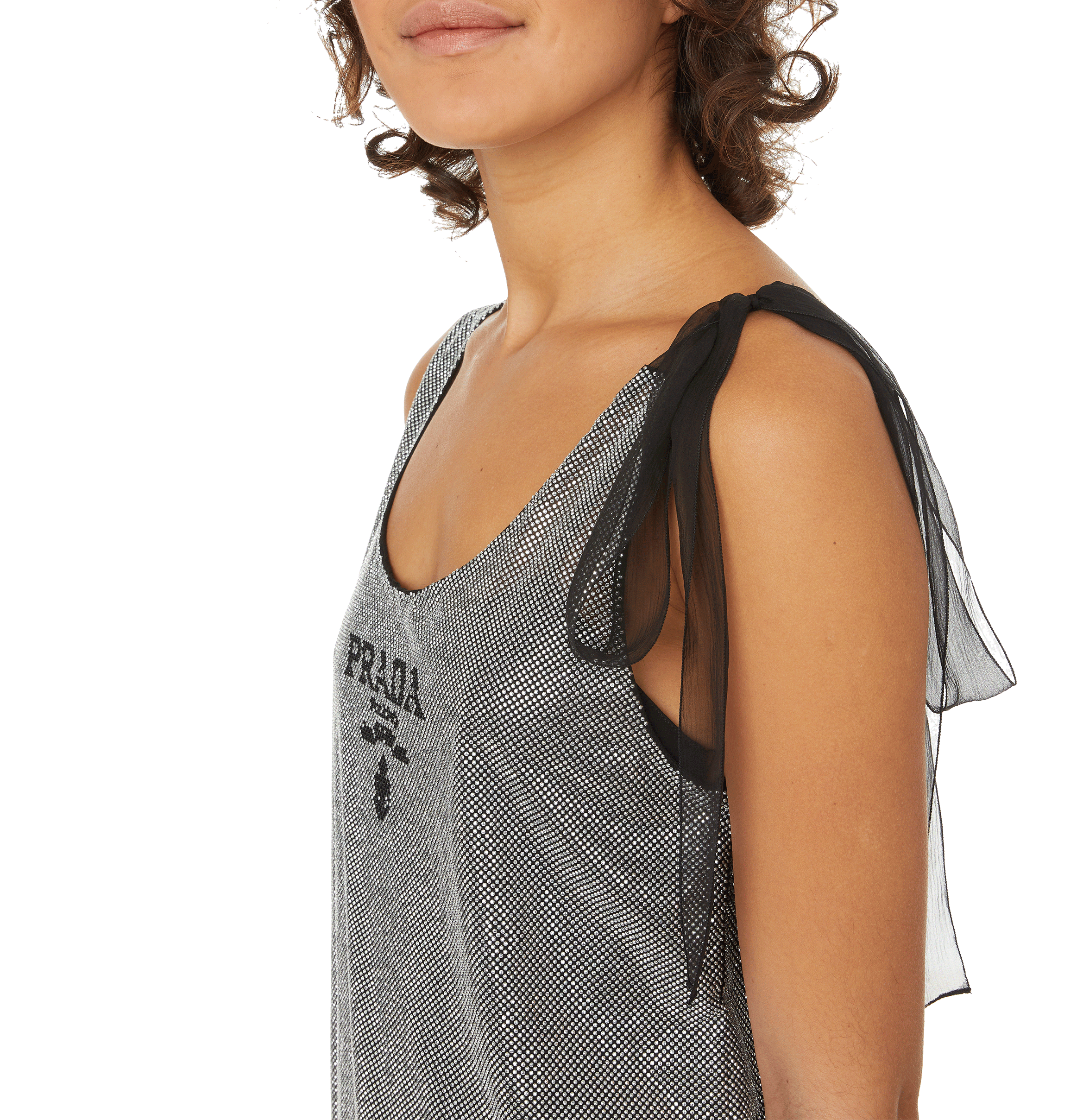 Silk dress with rhinestones PRADA Silver