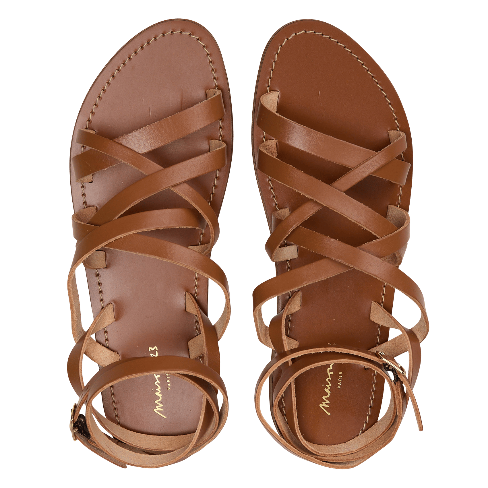 Sandales plates en cuir métallisé sacha MAISON 123 Beige