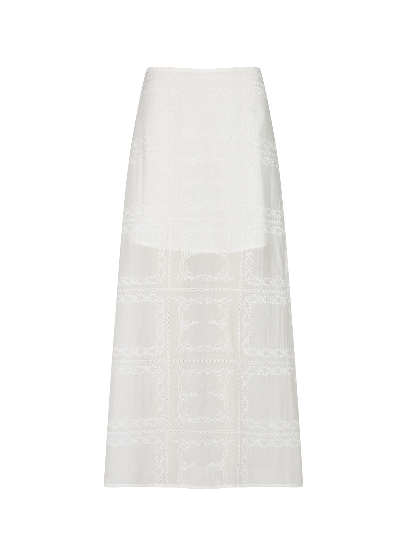 High-waisted embroidered skirt ROUGE EDIT Beige