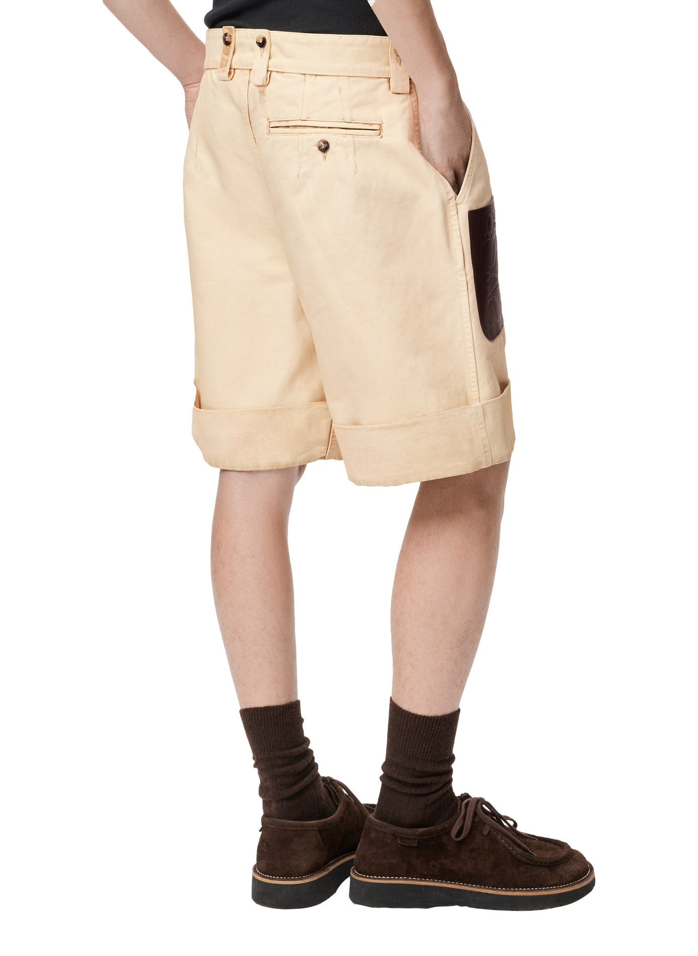 Short à revers en coton LOEWE Beige