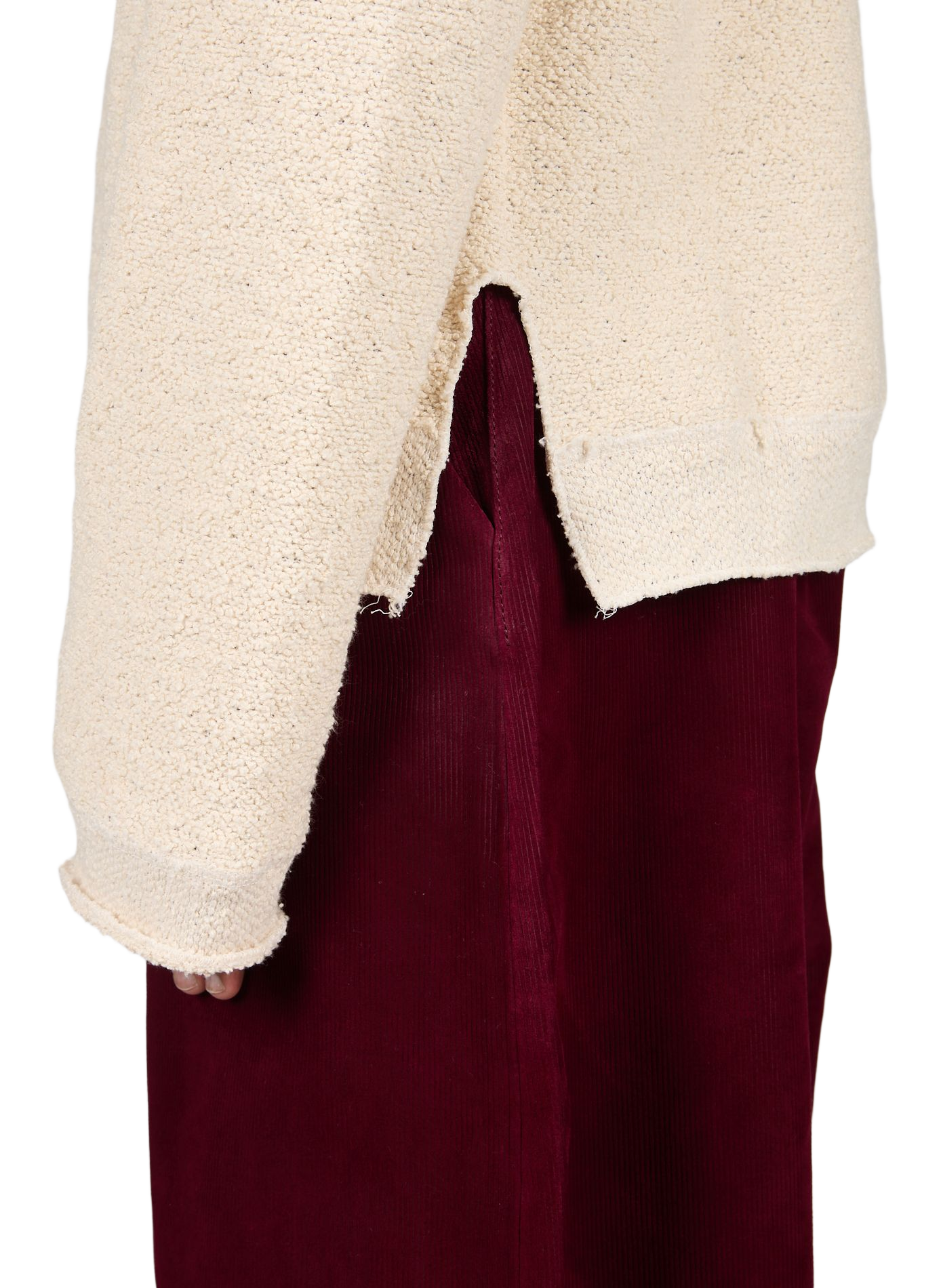 Cotton blend plunging V-neck terry cloth sweater 424 Beige