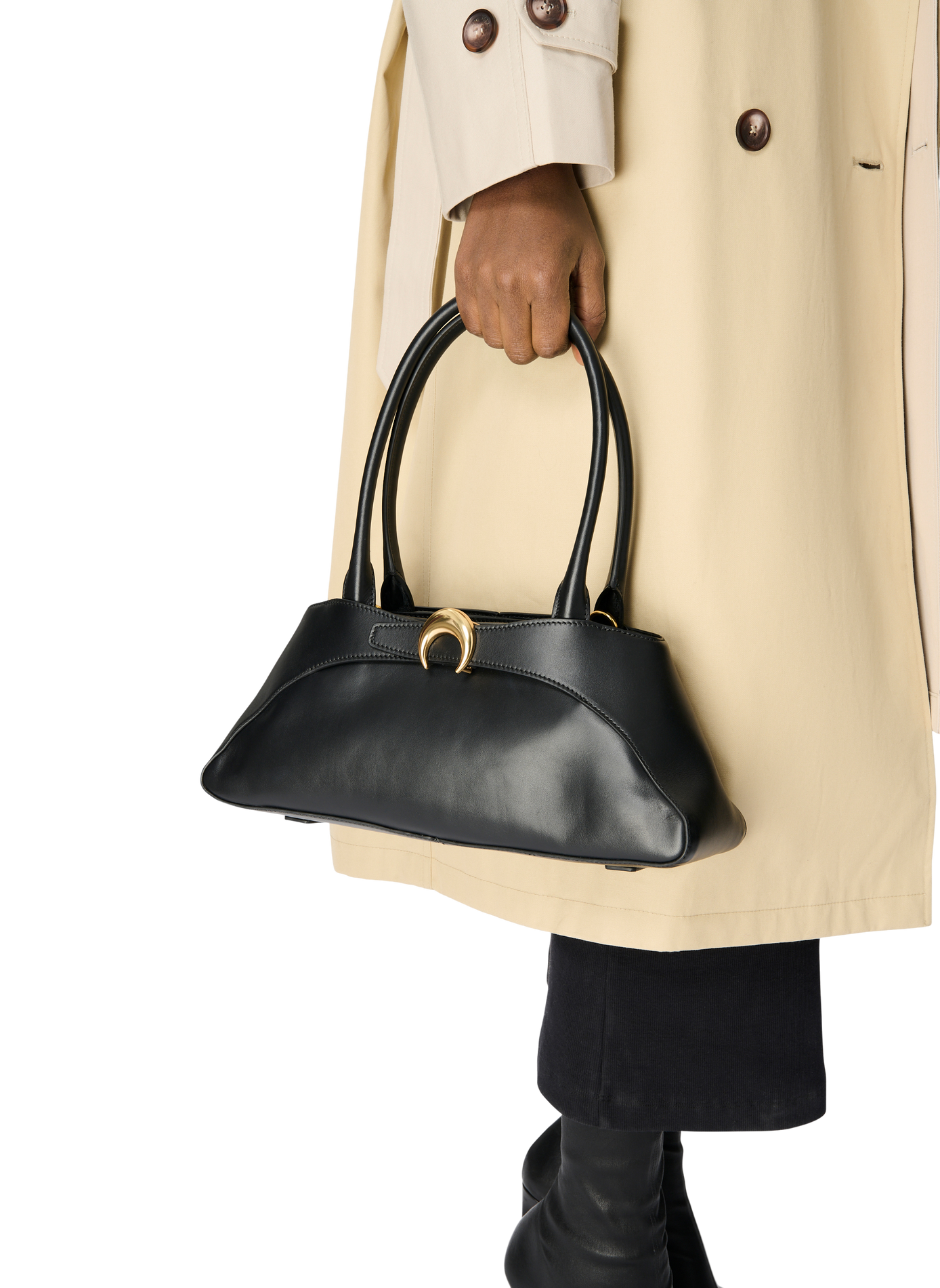 Smooth leather aurora baguette MARINE SERRE Black