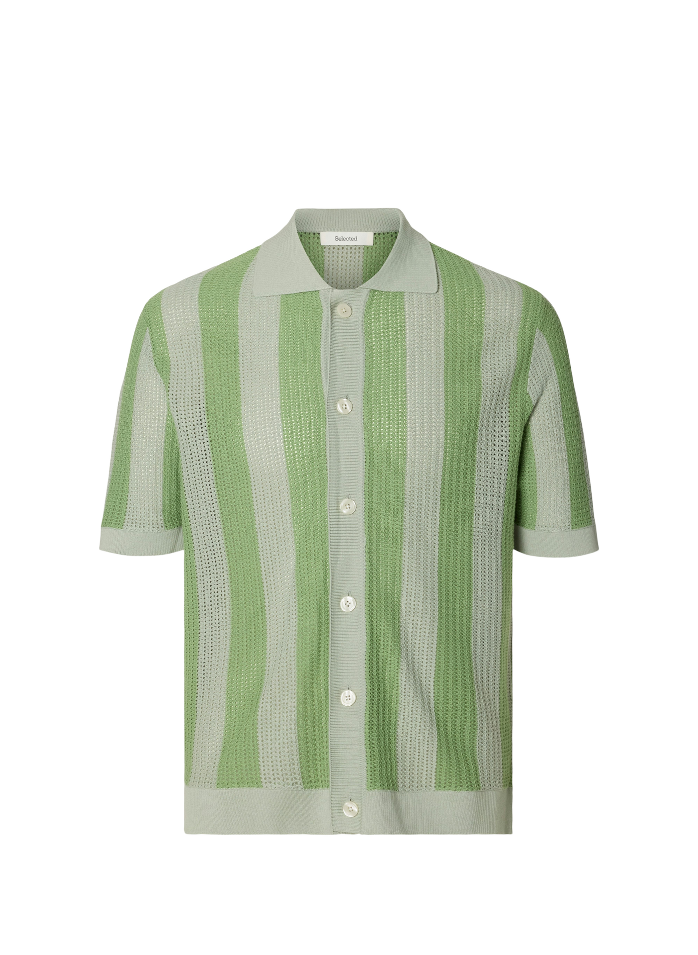 Short-sleeve cotton knit polo SELECTED Green
